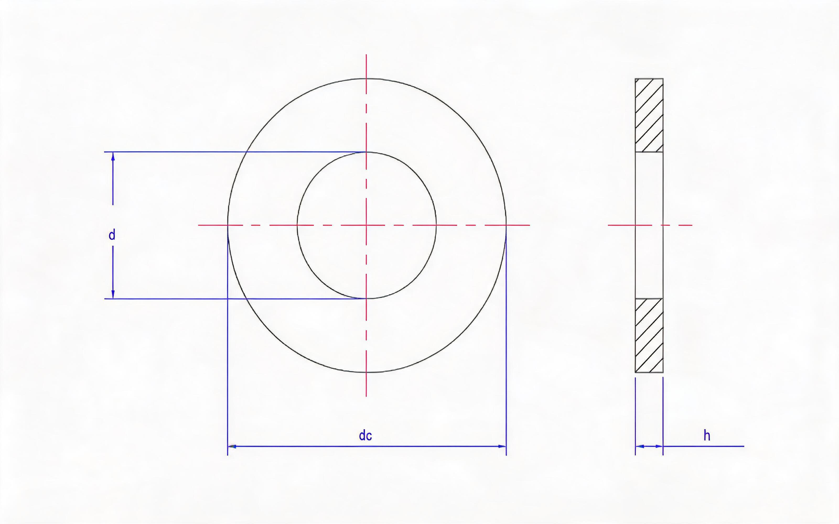 Flat washer, plain washer Standard Drawing