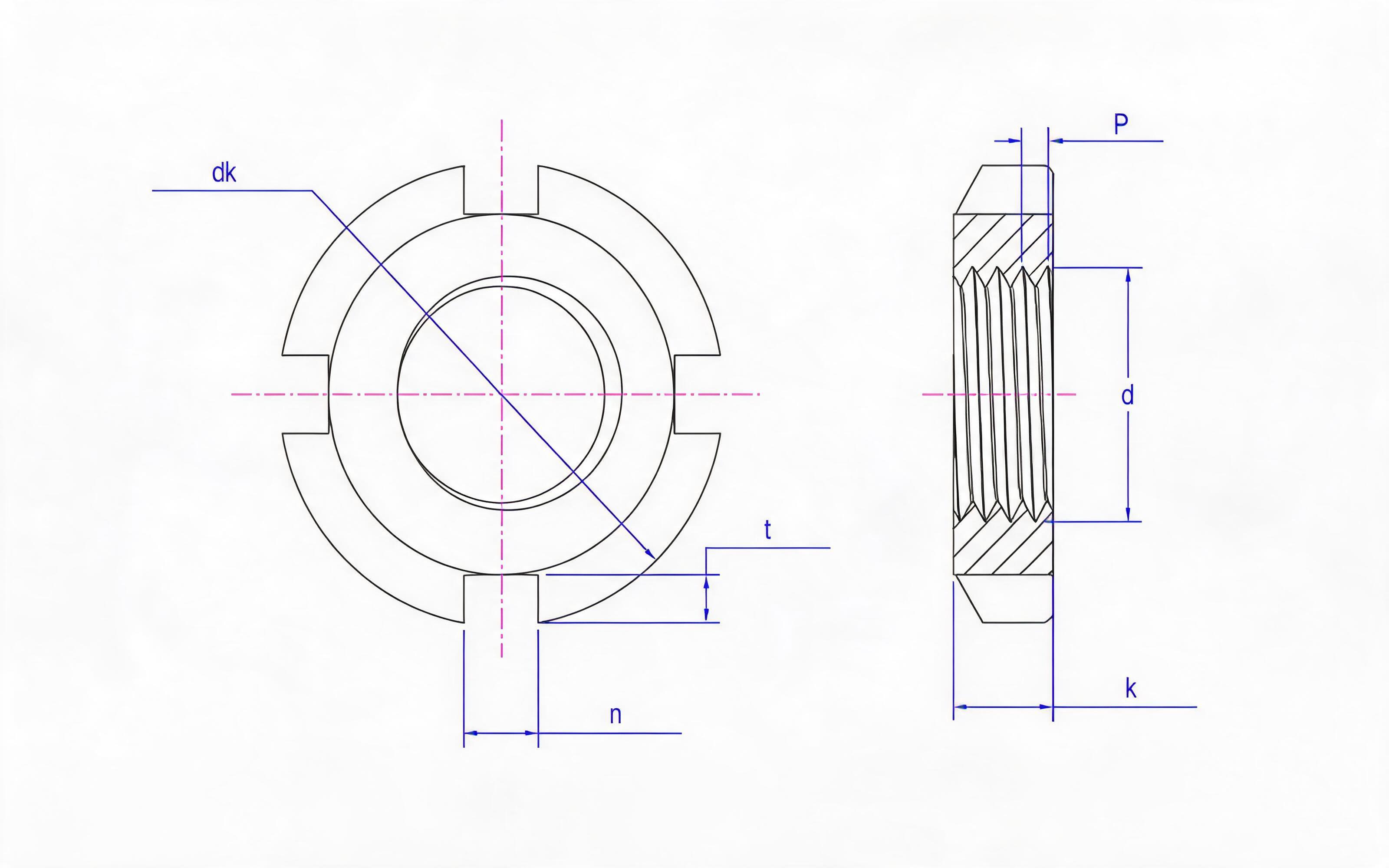 Lock nut for rolling bearing (type 1) Standard Drawing
