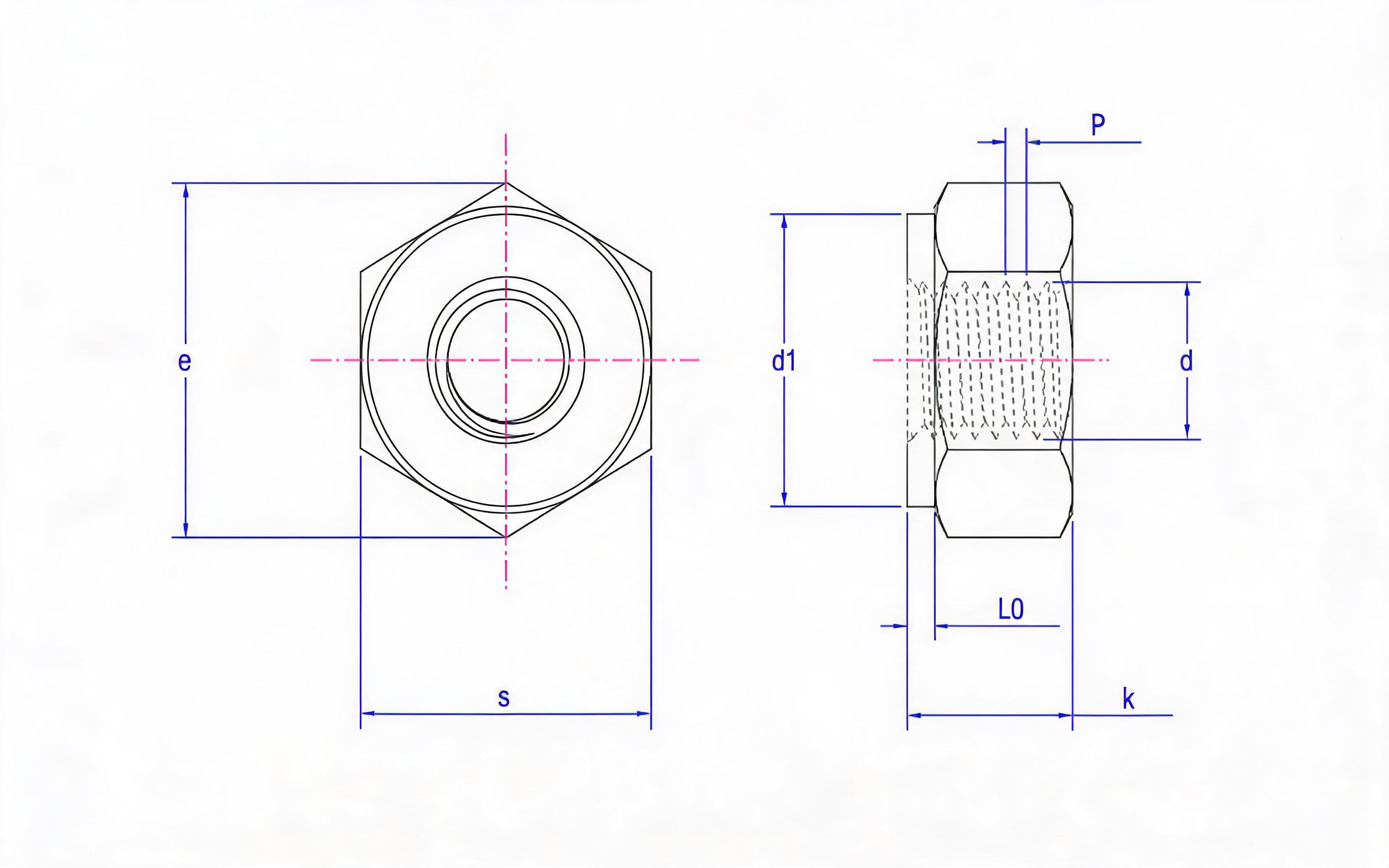 Type G Hexagon Nut (Grade TB) Table 1 Standard Drawing