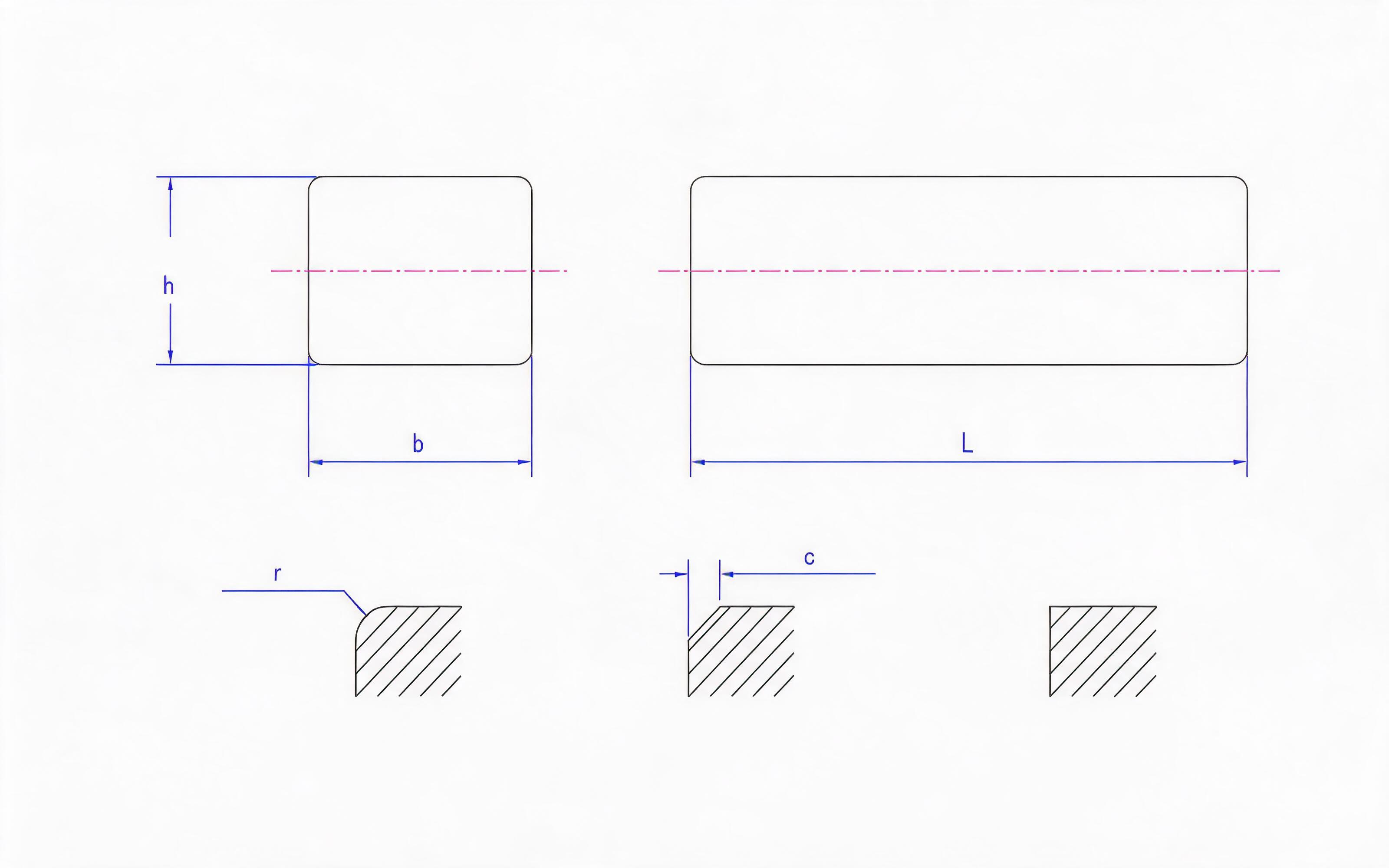 Flat rectangular key Standard Drawing