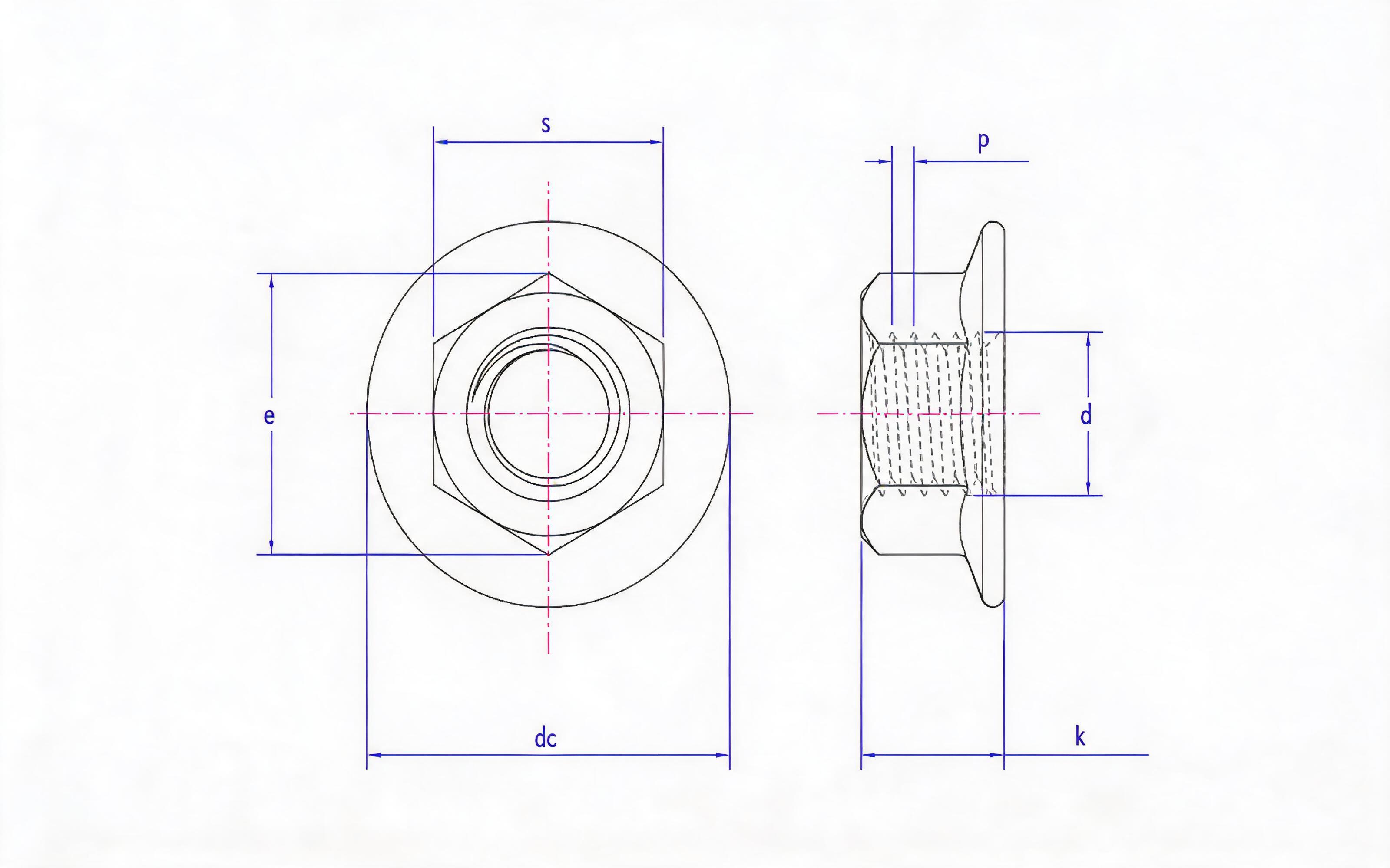 FINE THREAD HEXAGON FLANGE NUT Standard Drawing