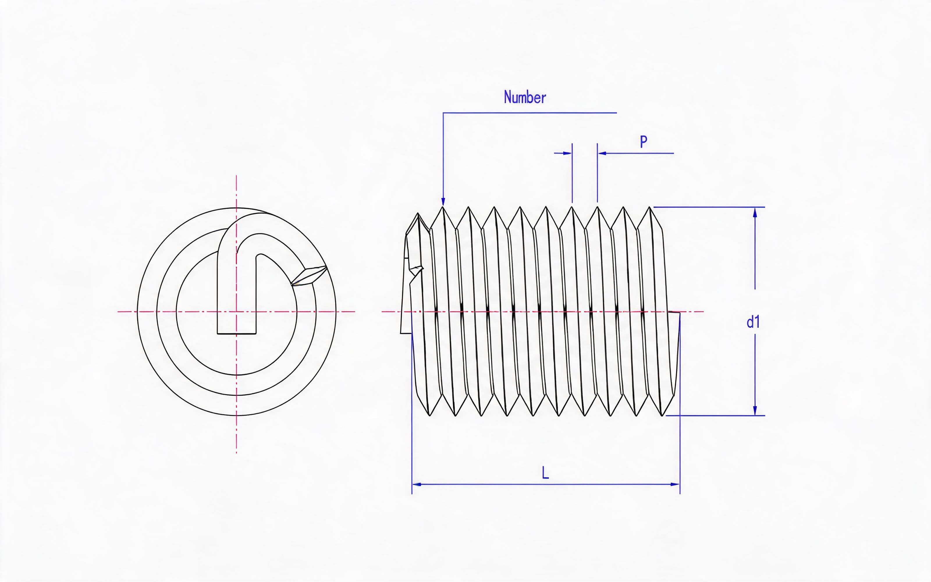 Wire screw sleeve (L=2.5d) Standard Drawing