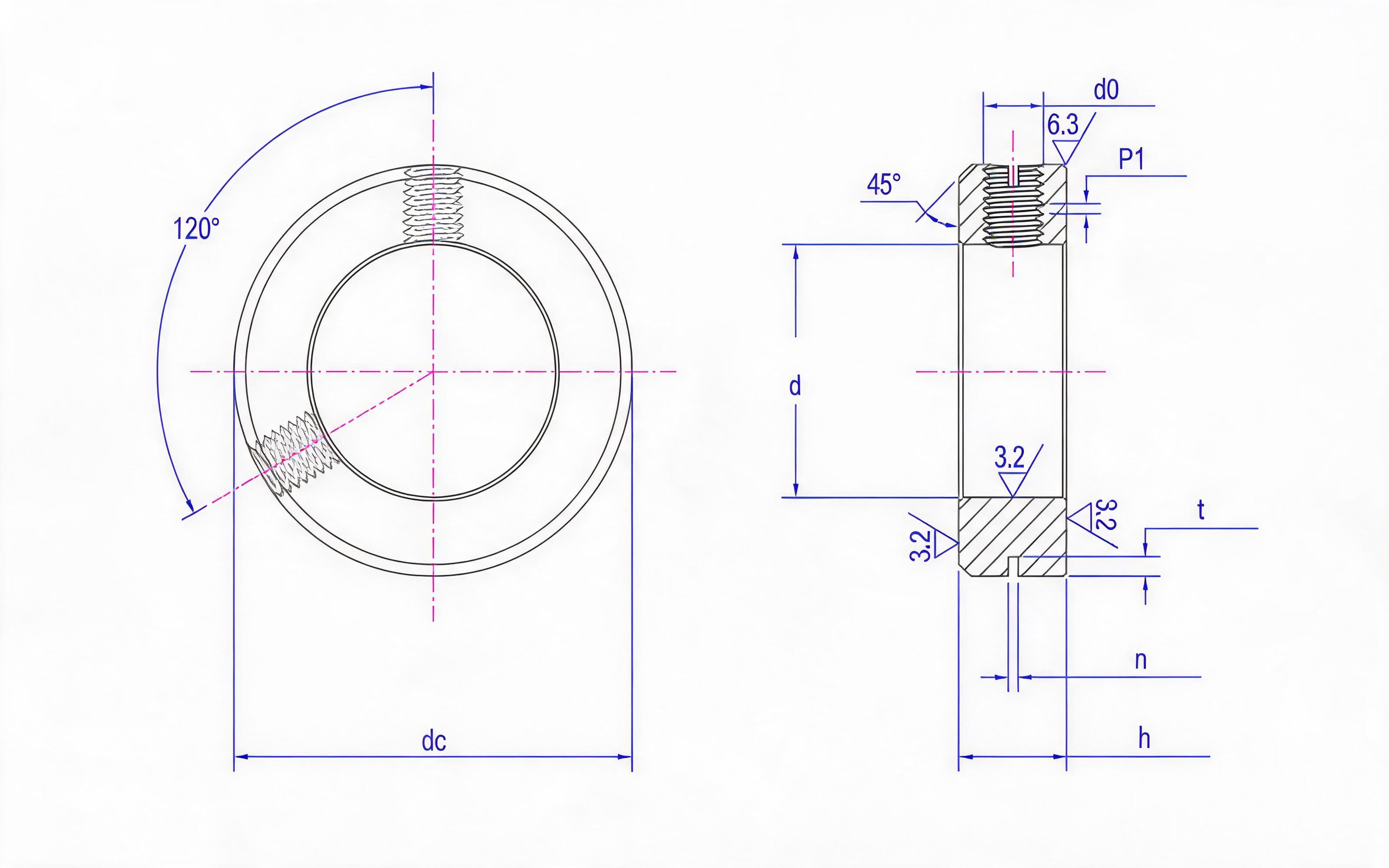 Screw lock retainer with lock ring (d_30mm) Standard Drawing