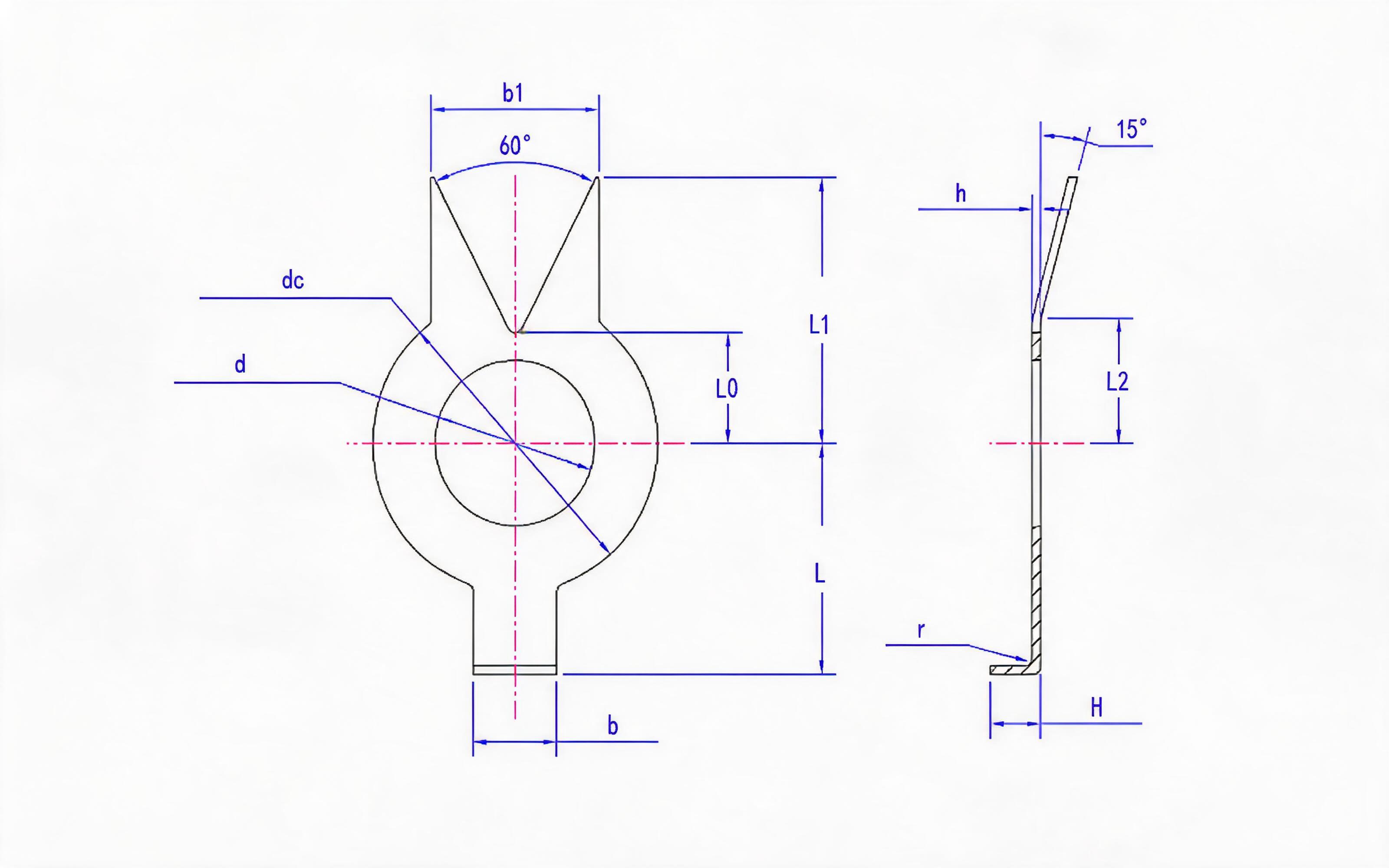 Angular male tab lock washer Standard Drawing
