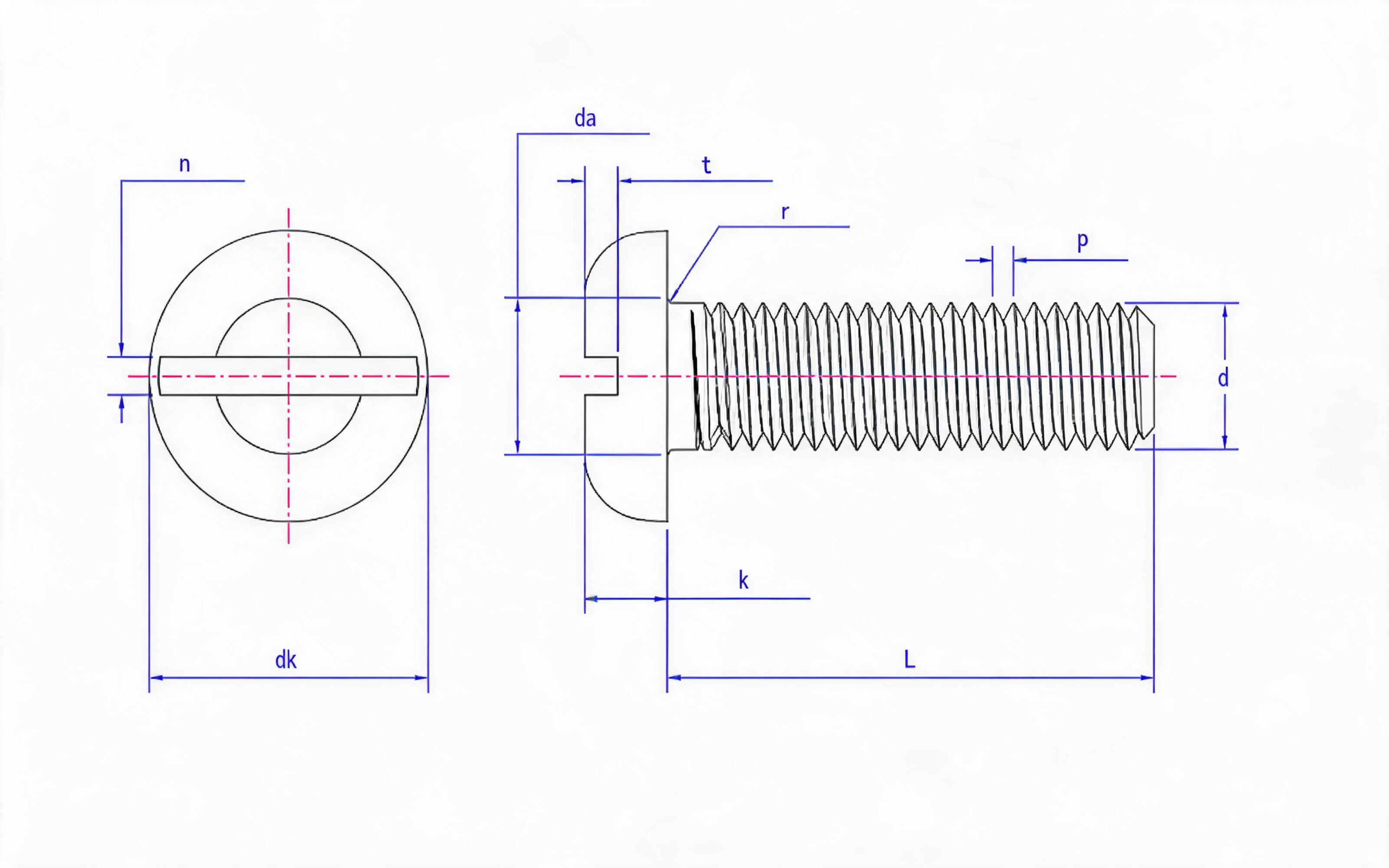 SLOTTED PAN HEAD SCREW Standard Drawing