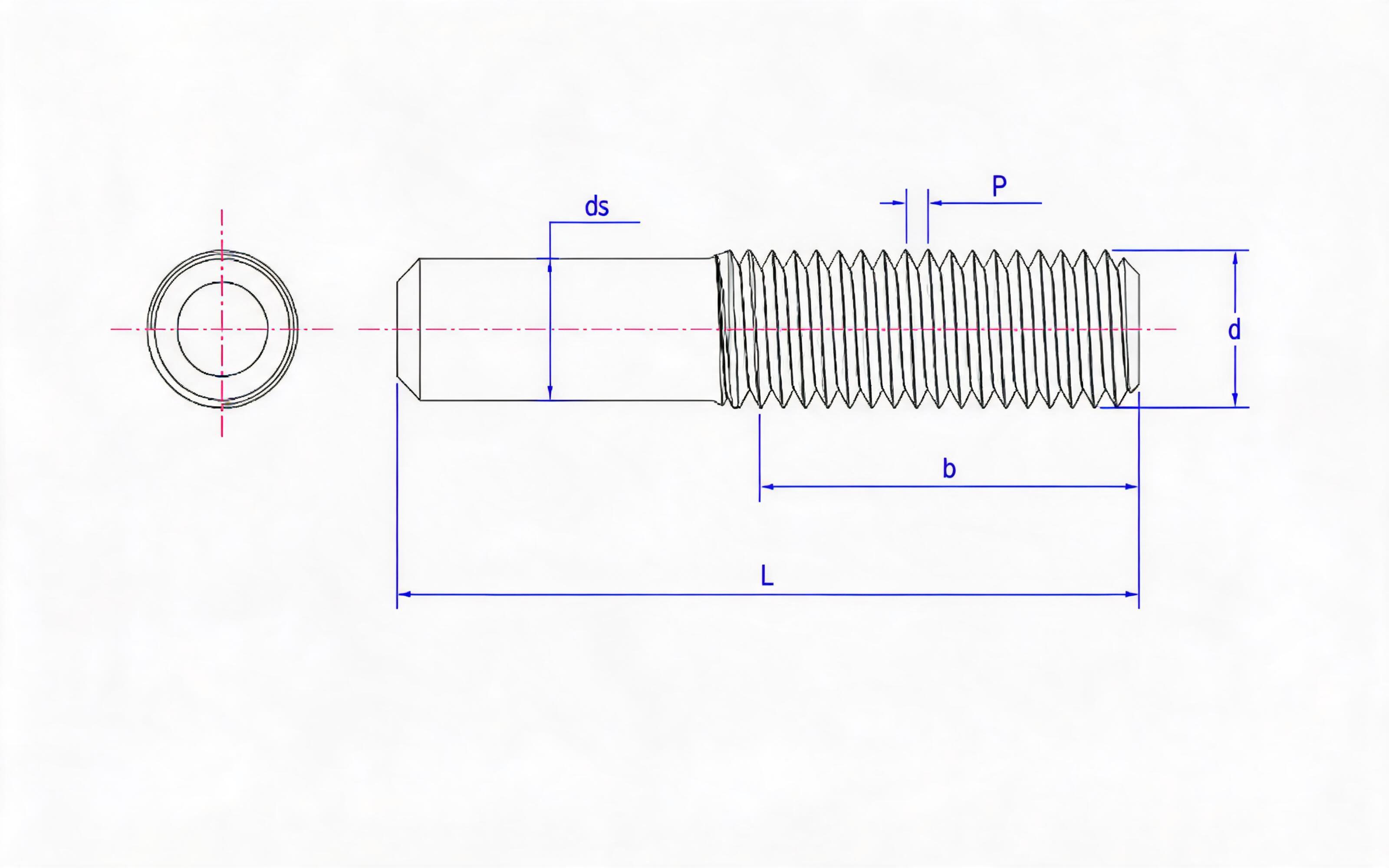 Type B welding stud for power arc welding Standard Drawing
