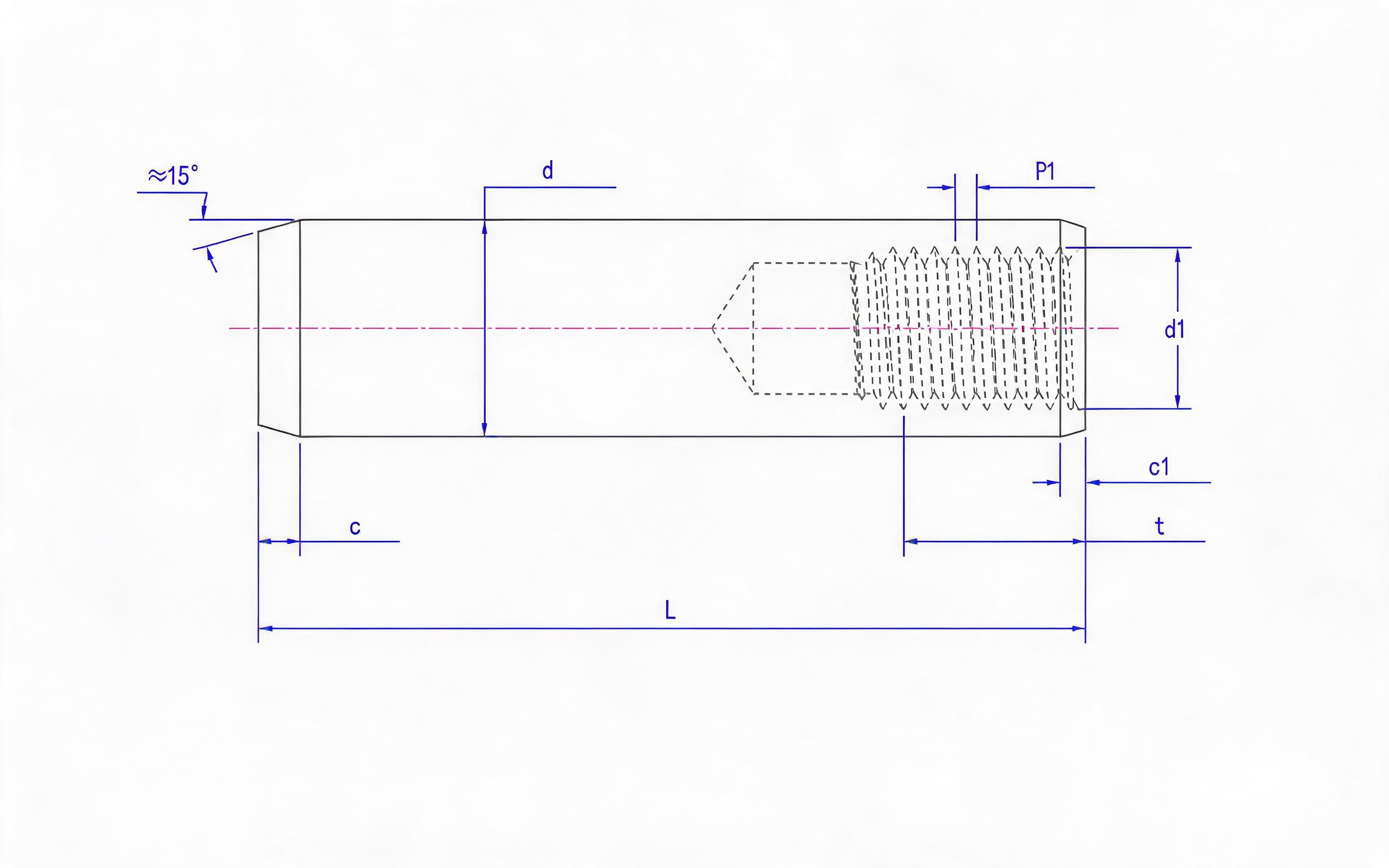 Female cylindrical pin, plain steel and austenitic stainless steel Standard Drawing