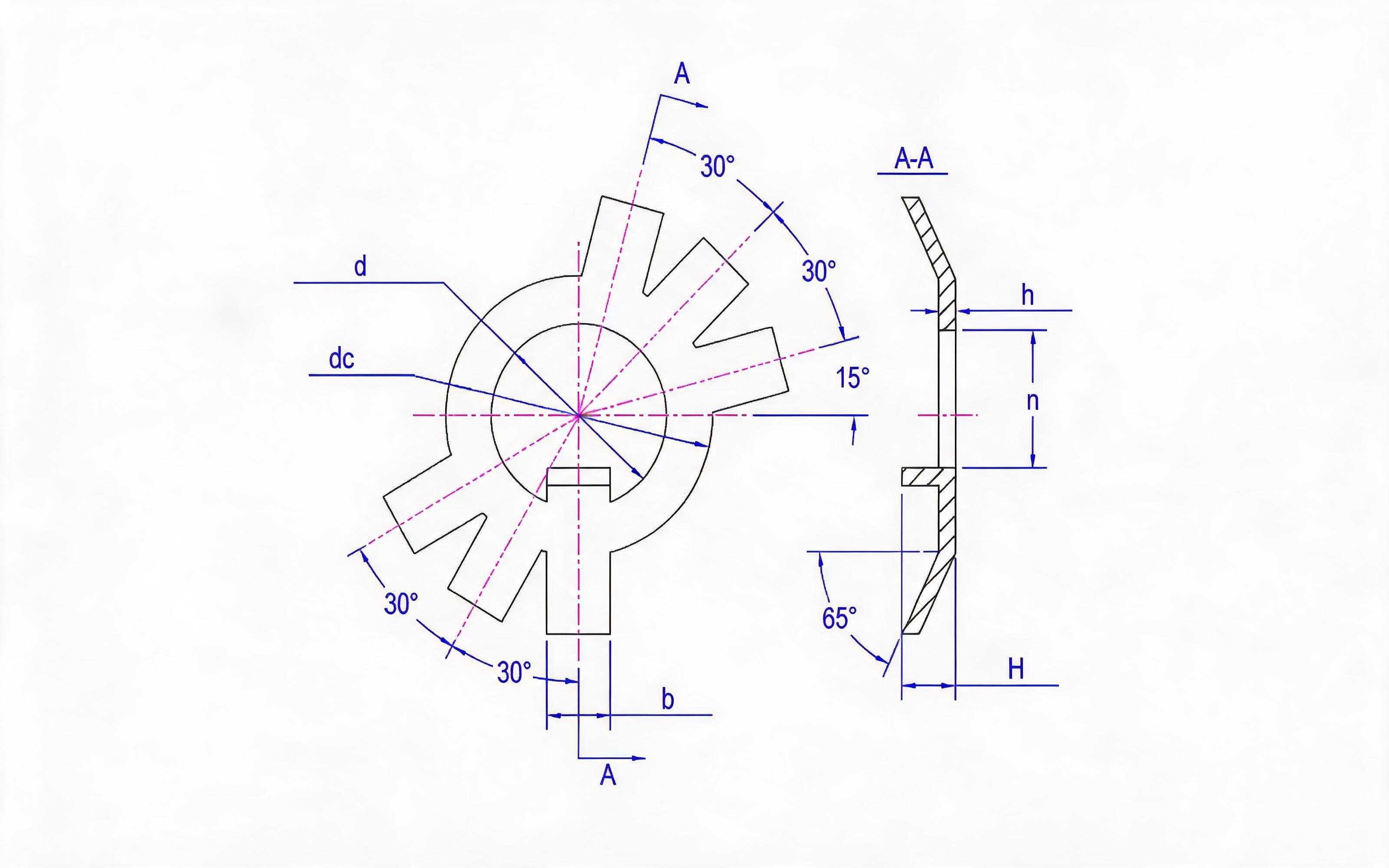 Stop washer for round nut (d ≤ 100) Standard Drawing