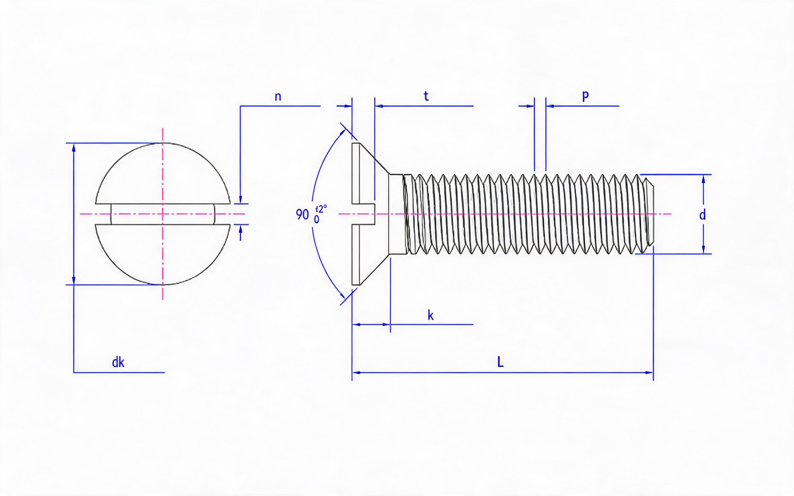 SLOTTED COUNTERSUNK HEAD SCREW Standard Drawing
