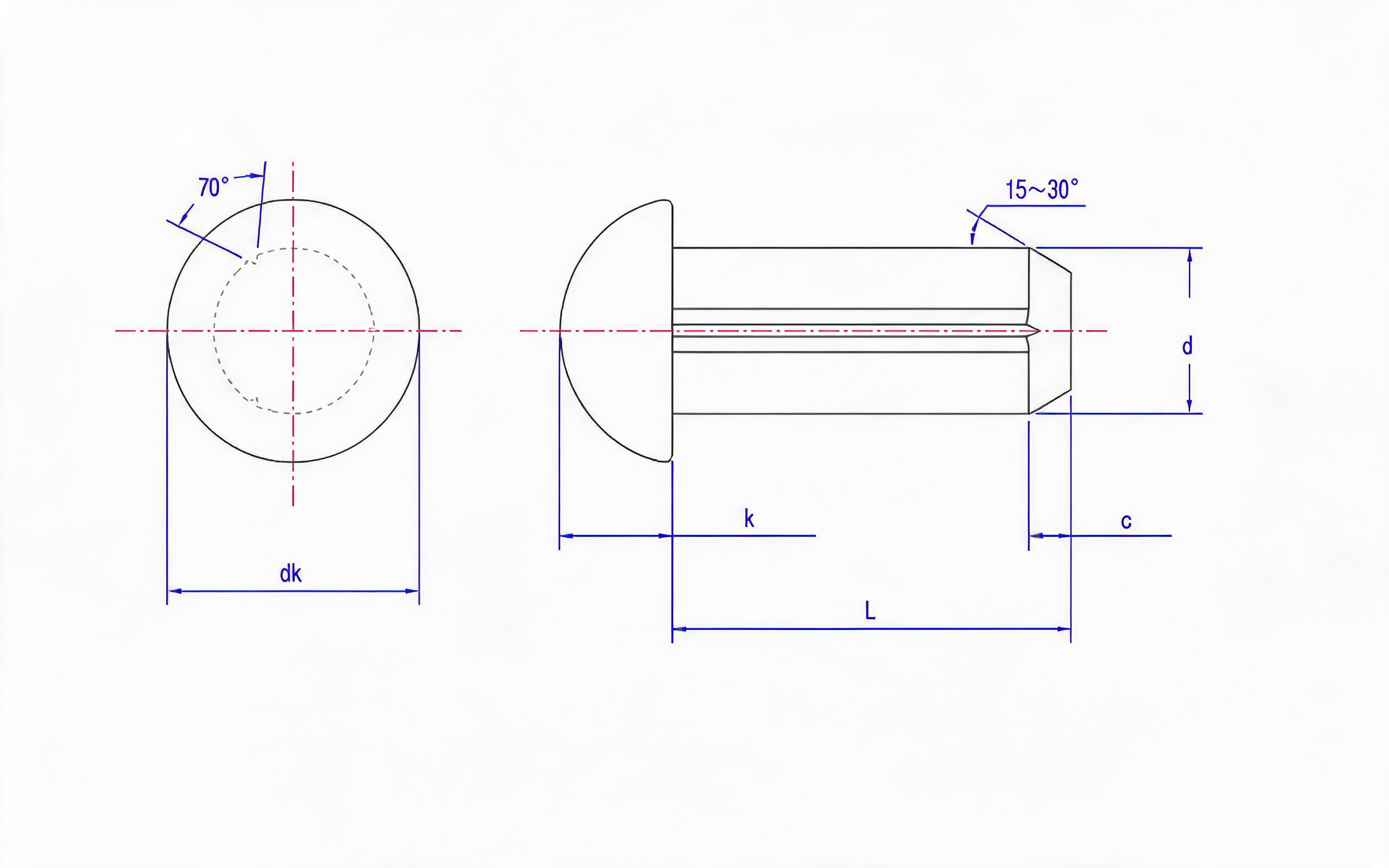 Round Head Slotted Pin (Type A) Standard Drawing