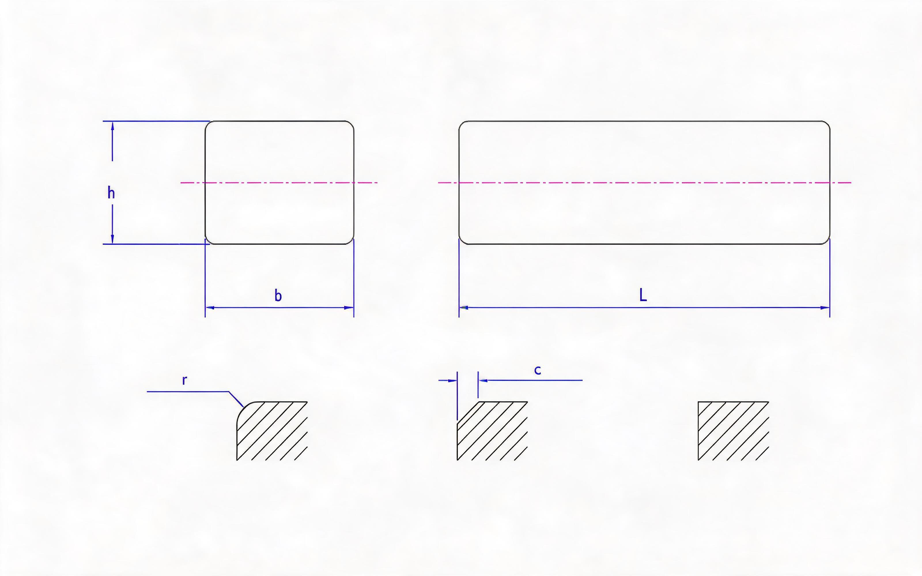 Flat rectangular key Standard Drawing