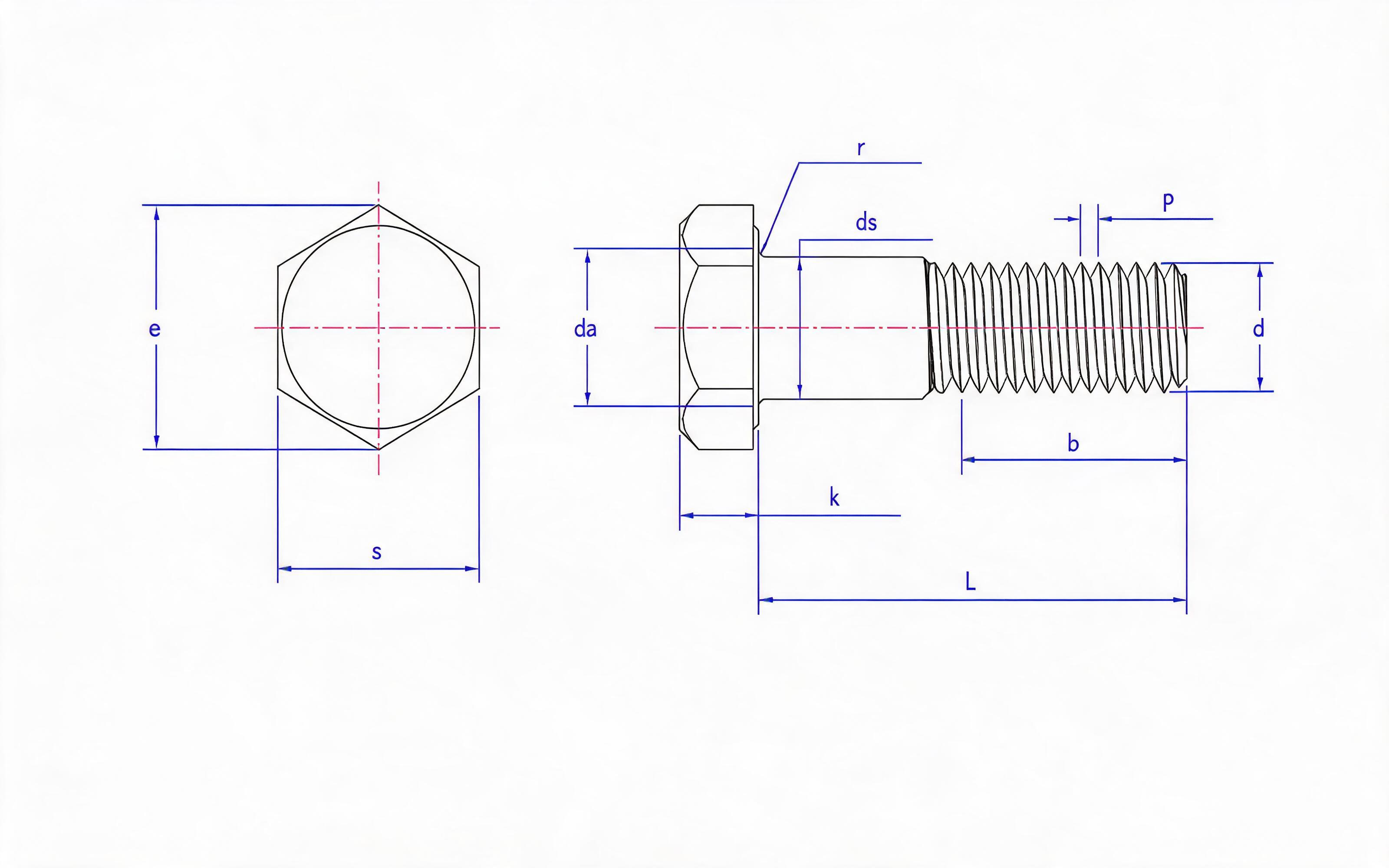 Hexagon head stiffener bolt for steel structure Standard Drawing