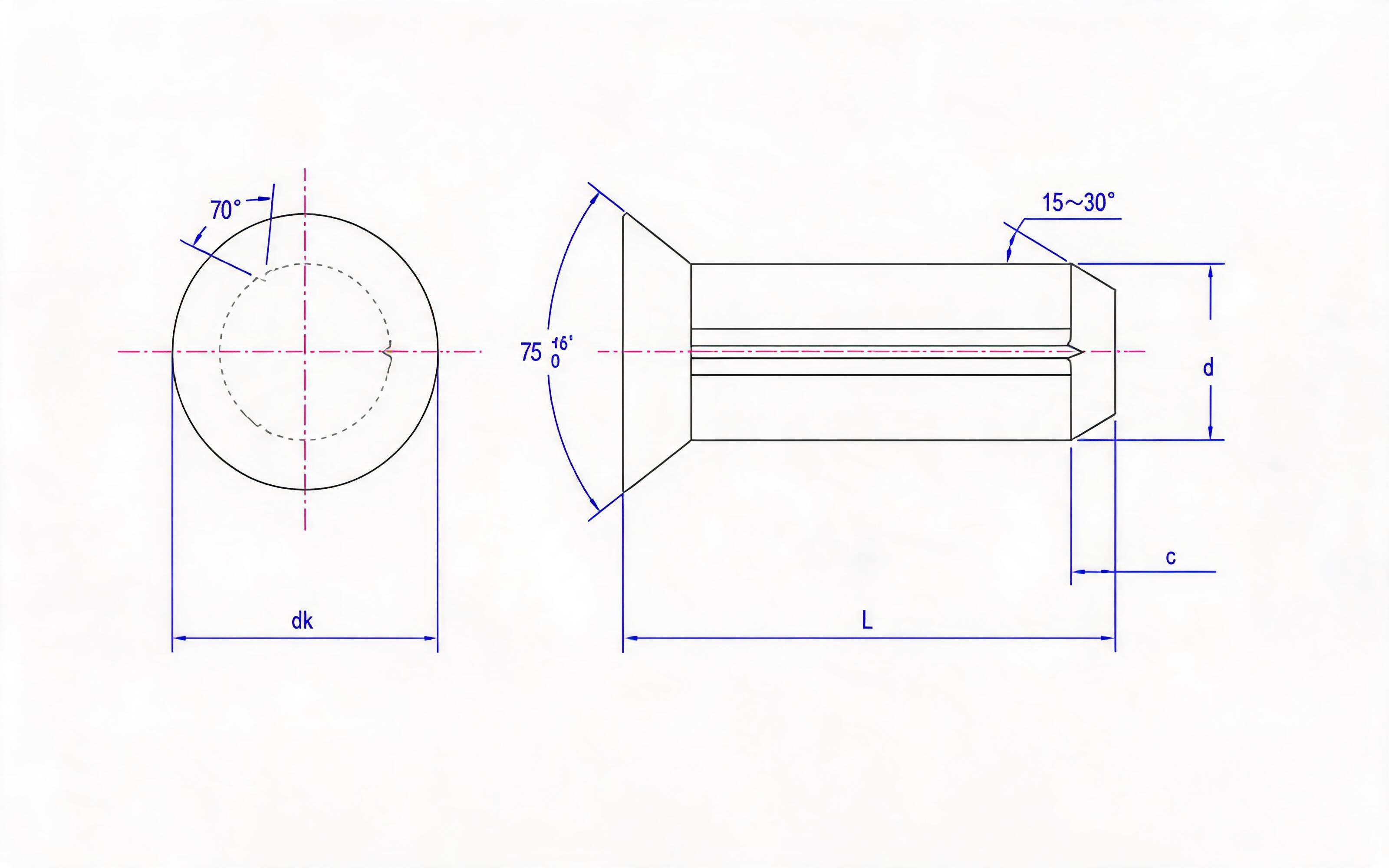 COUNTERSUNK HEAD SLOTTED PIN (TYPE A) Standard Drawing