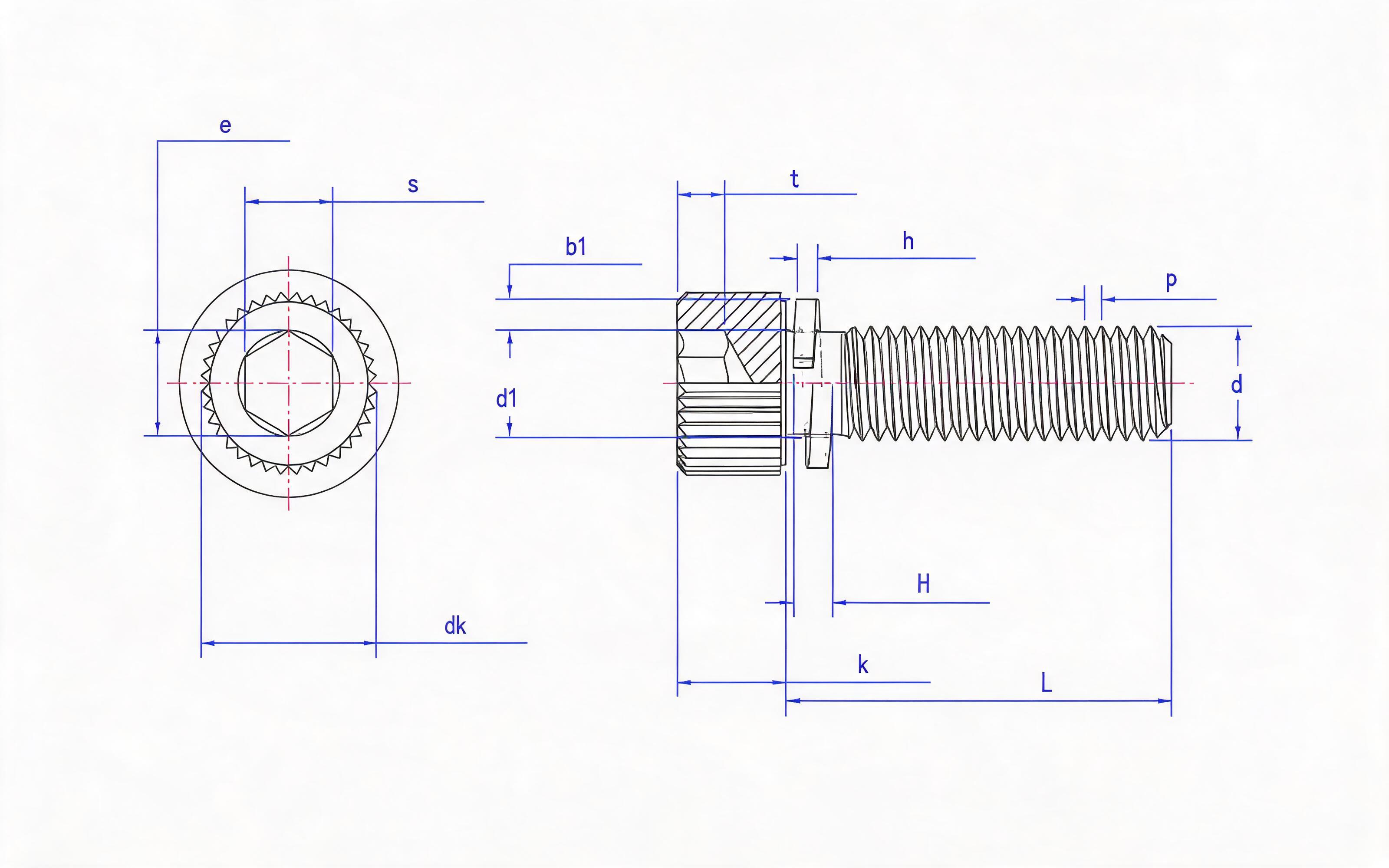 Knurled hexagon socket head cap screw and spring washer combination (enterprise standard) Standard Drawing