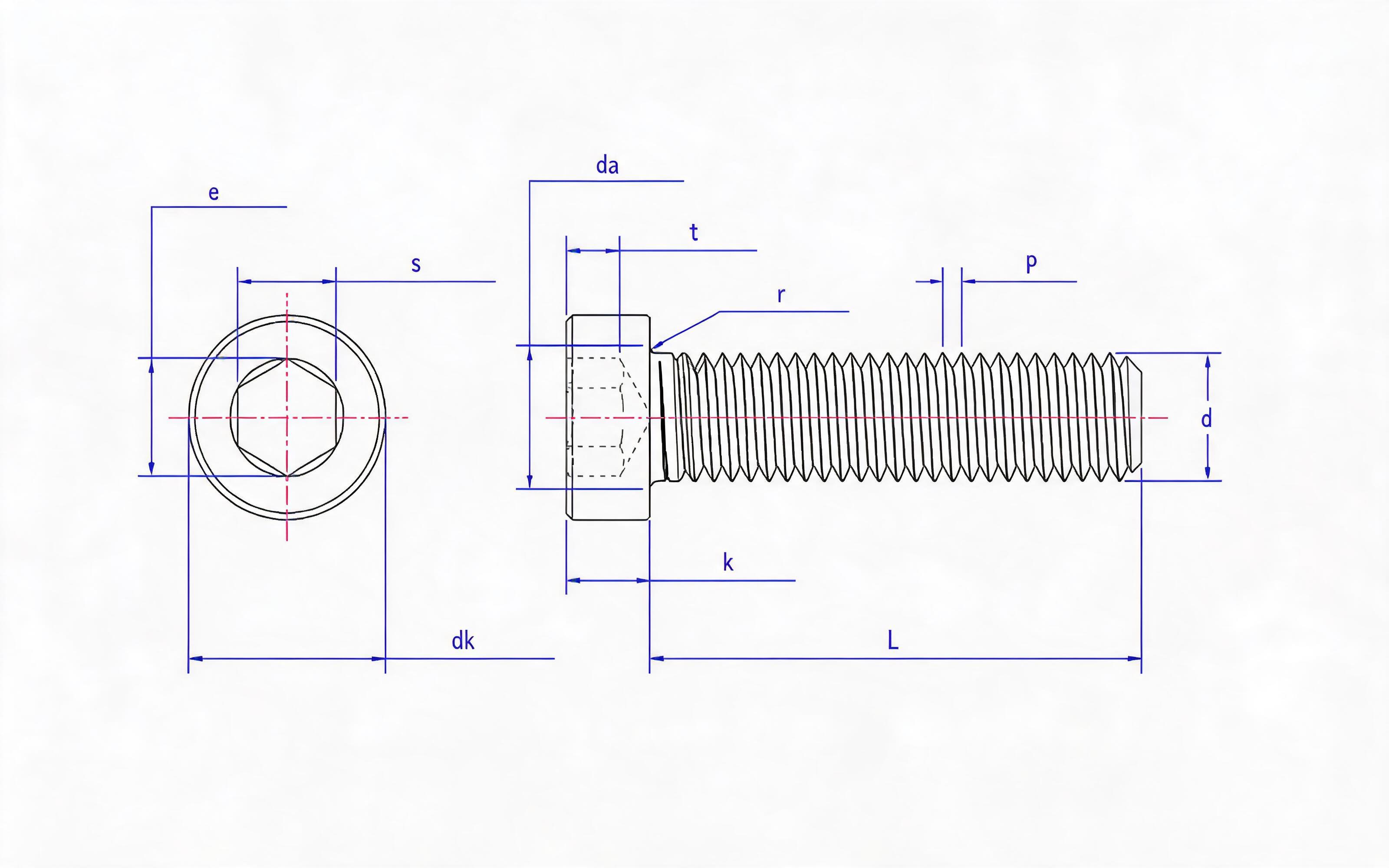 RAISED HEAD SOCKET HEAD SCREW WITH REDUCED LOAD CAPACITY Standard Drawing