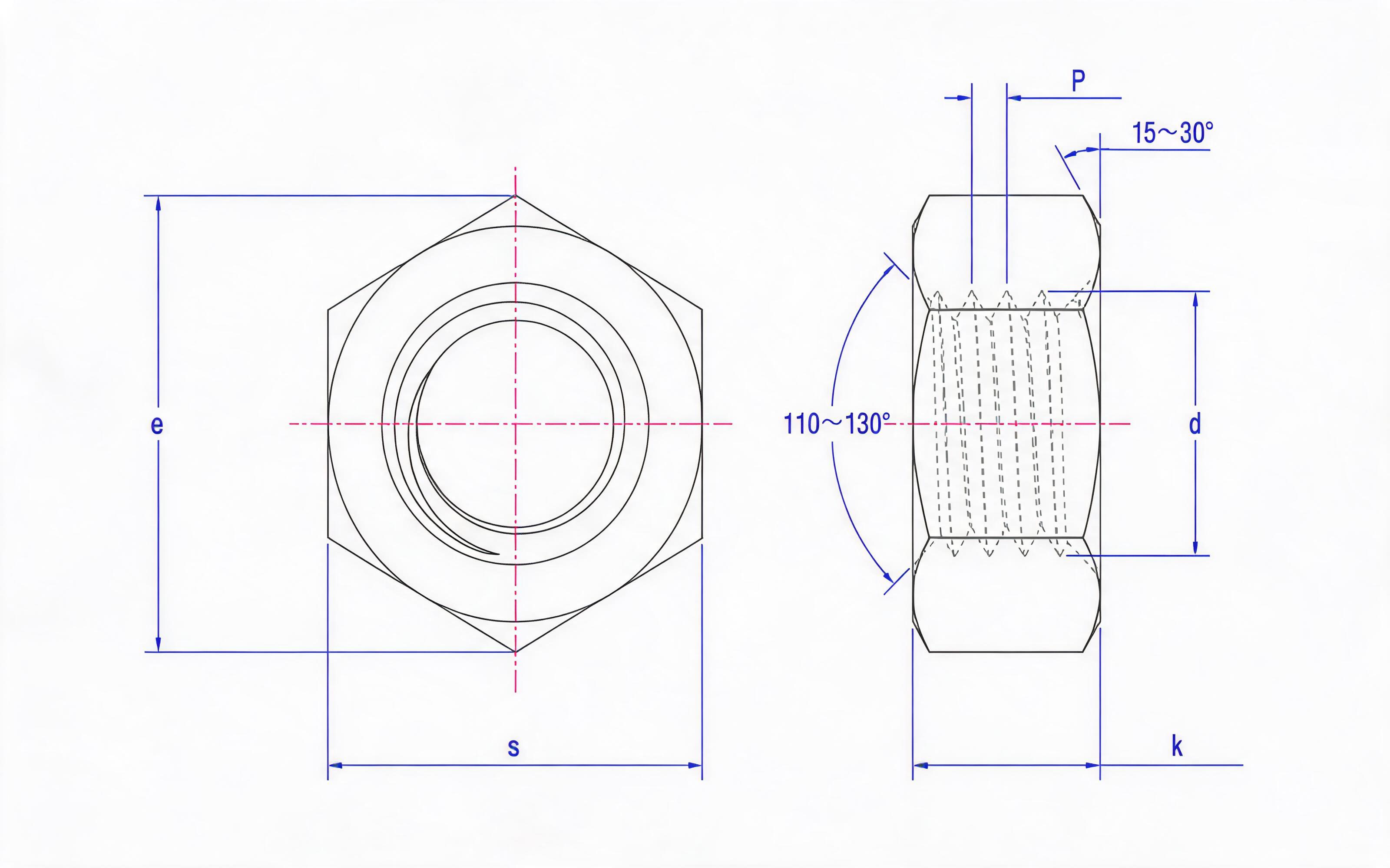 Pre-load high-strength bolted structural connection fittings-Part 7: HV large hexagon nuts M39~M64 Standard Drawing