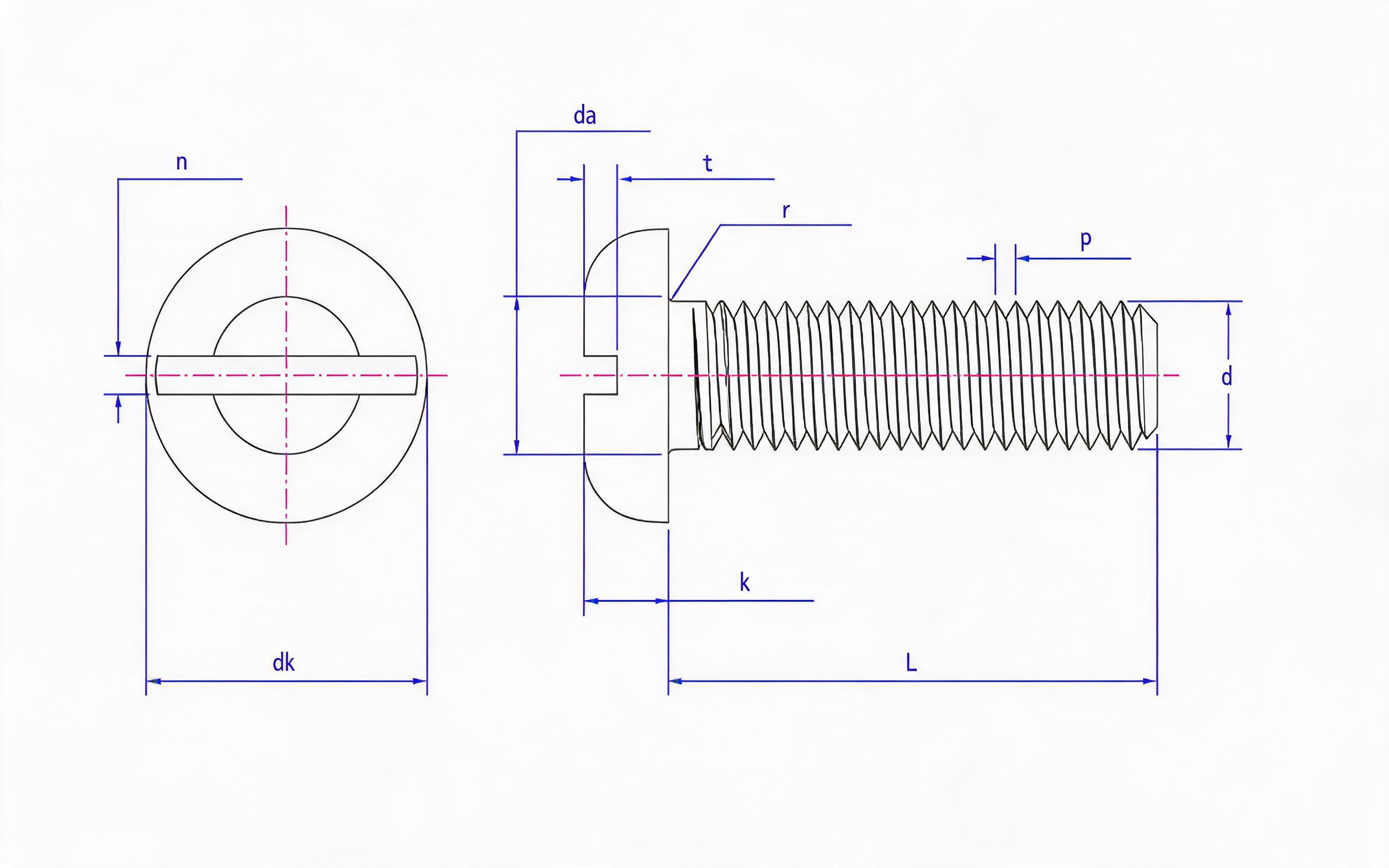 SLOTTED PAN HEAD SCREW Standard Drawing