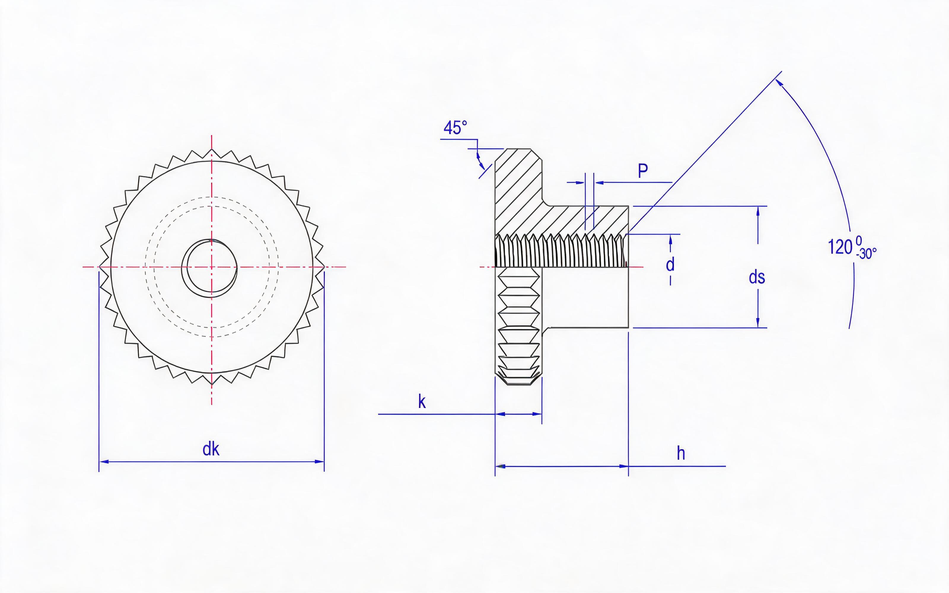 Knurled step nut Standard Drawing