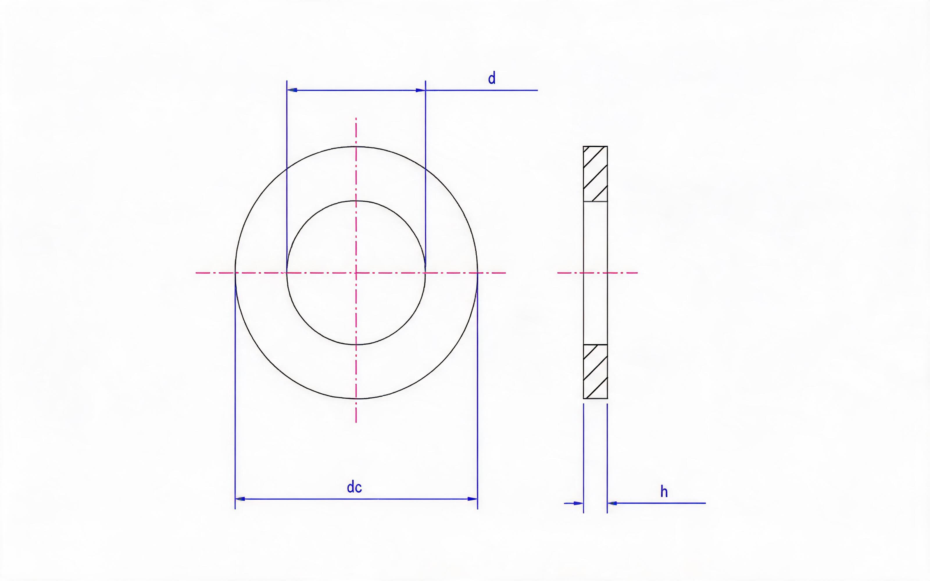 Flat Washers - Hexagon Bolt and Nut Combination Standard Drawing