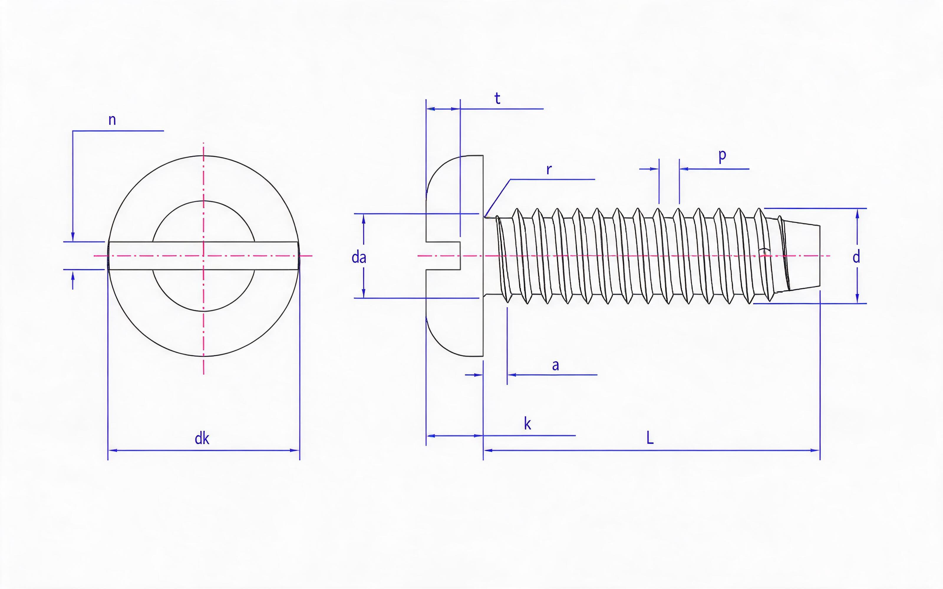 Slotted panhead self-tapping screw F-type Standard Drawing