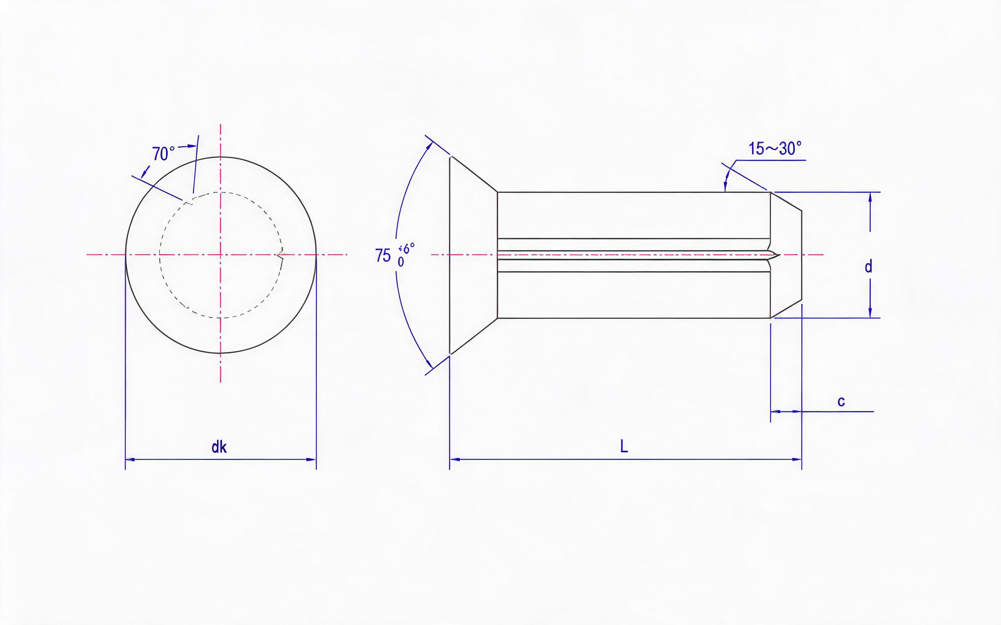 COUNTERSUNK HEAD SLOTTED PIN (TYPE A) Standard Drawing