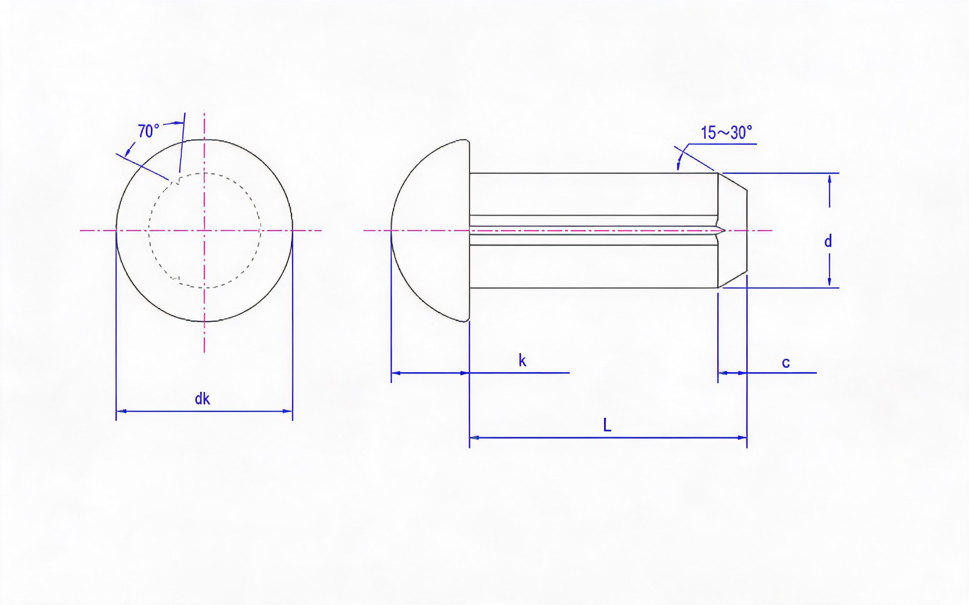 Round Head Slotted Pin (Type A) Standard Drawing
