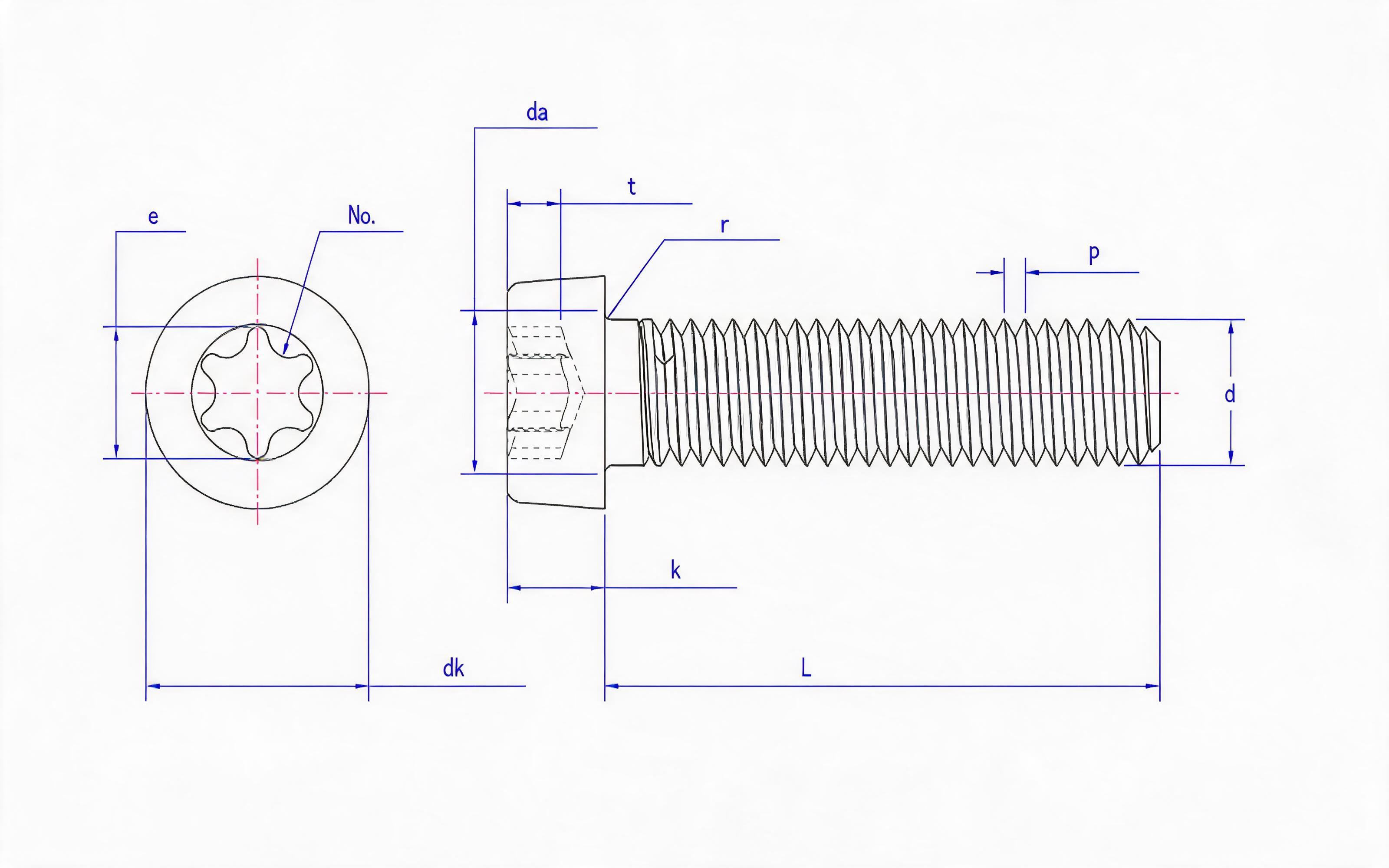 Hexagon socket cheese head screw Standard Drawing
