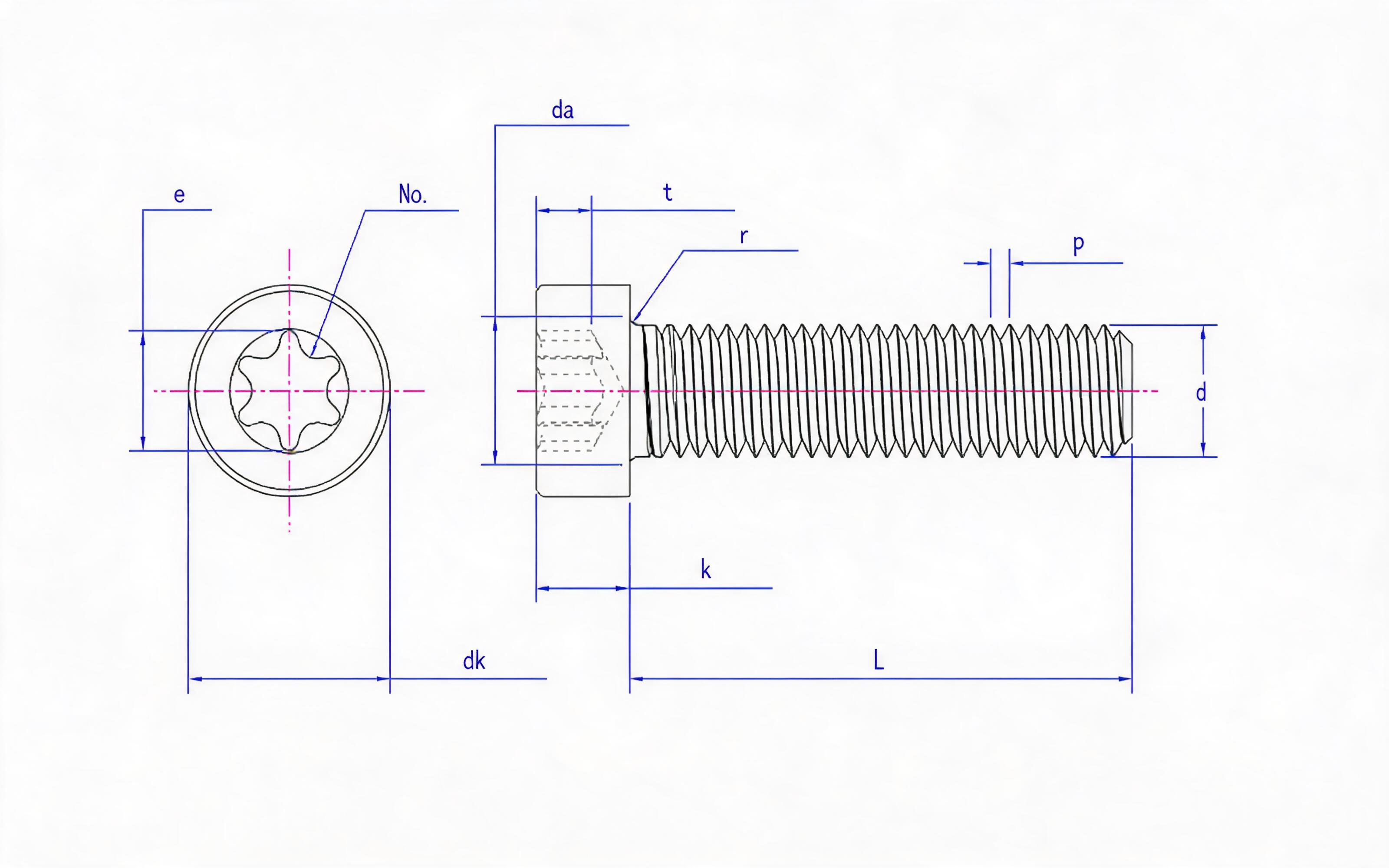 Hexagon socket cheese head screw Standard Drawing