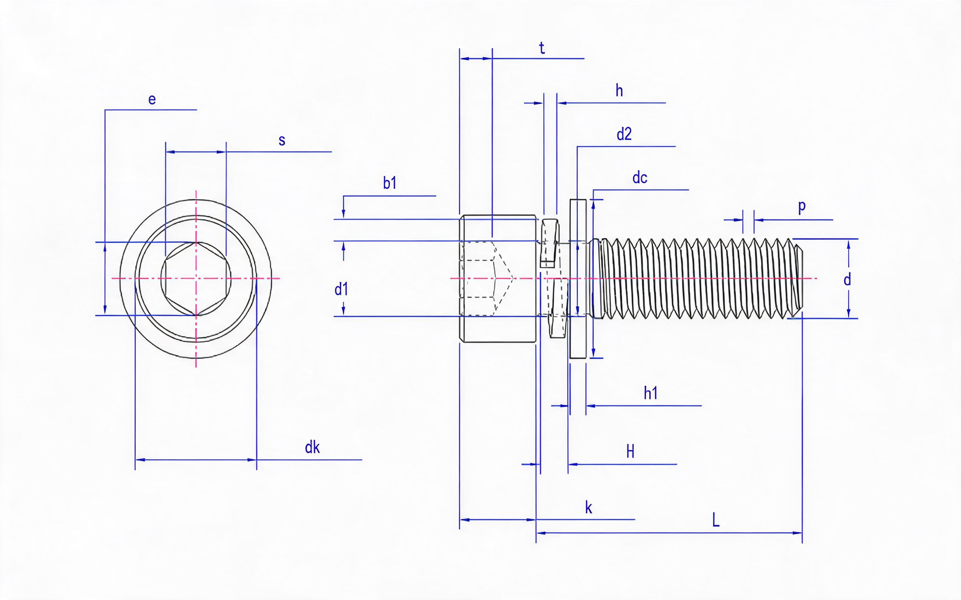 Hexagon socket head cap screw, flat washer and spring washer combination (enterprise standard) Standard Drawing
