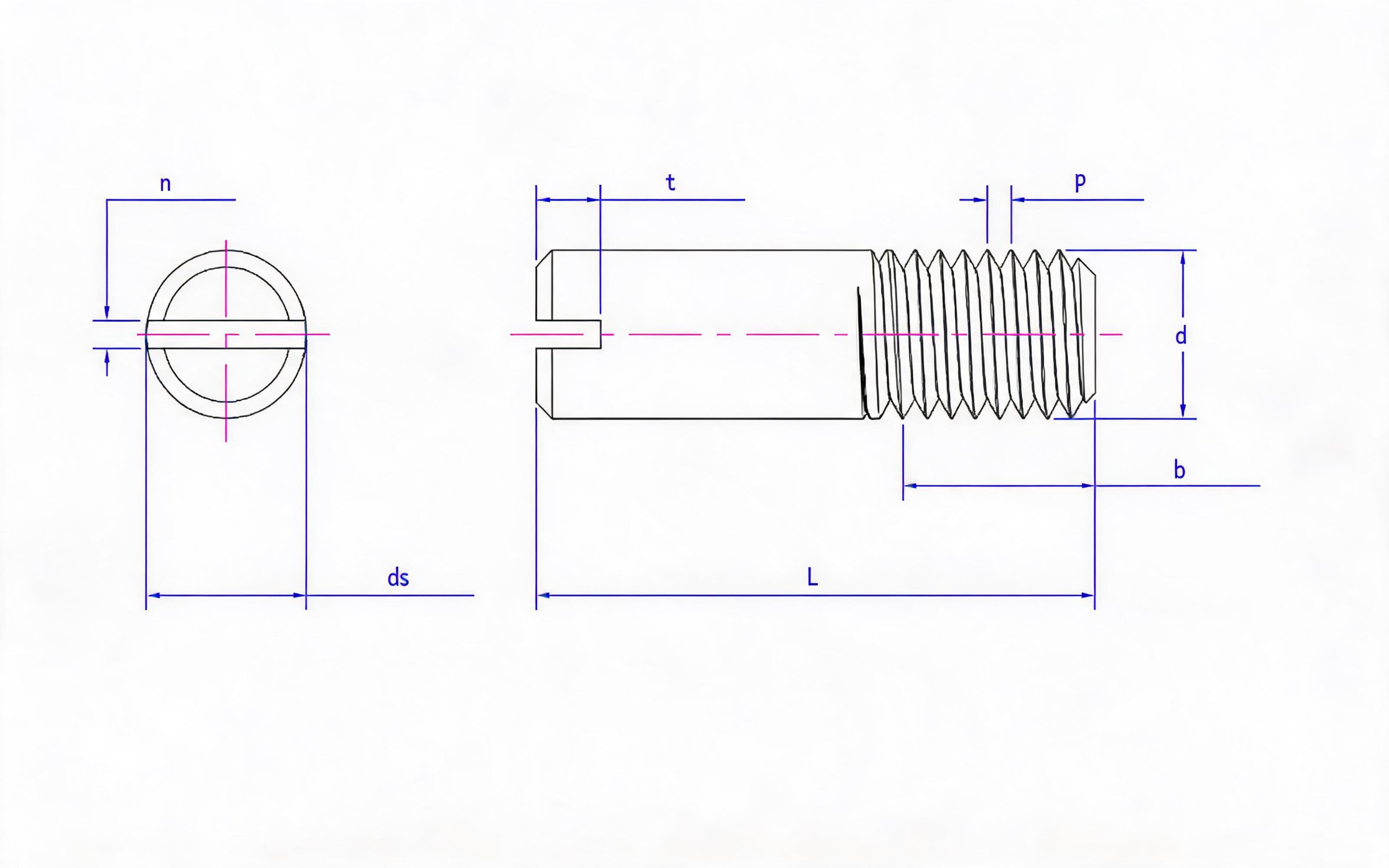 SLOTTED HEADLESS SCREW Standard Drawing