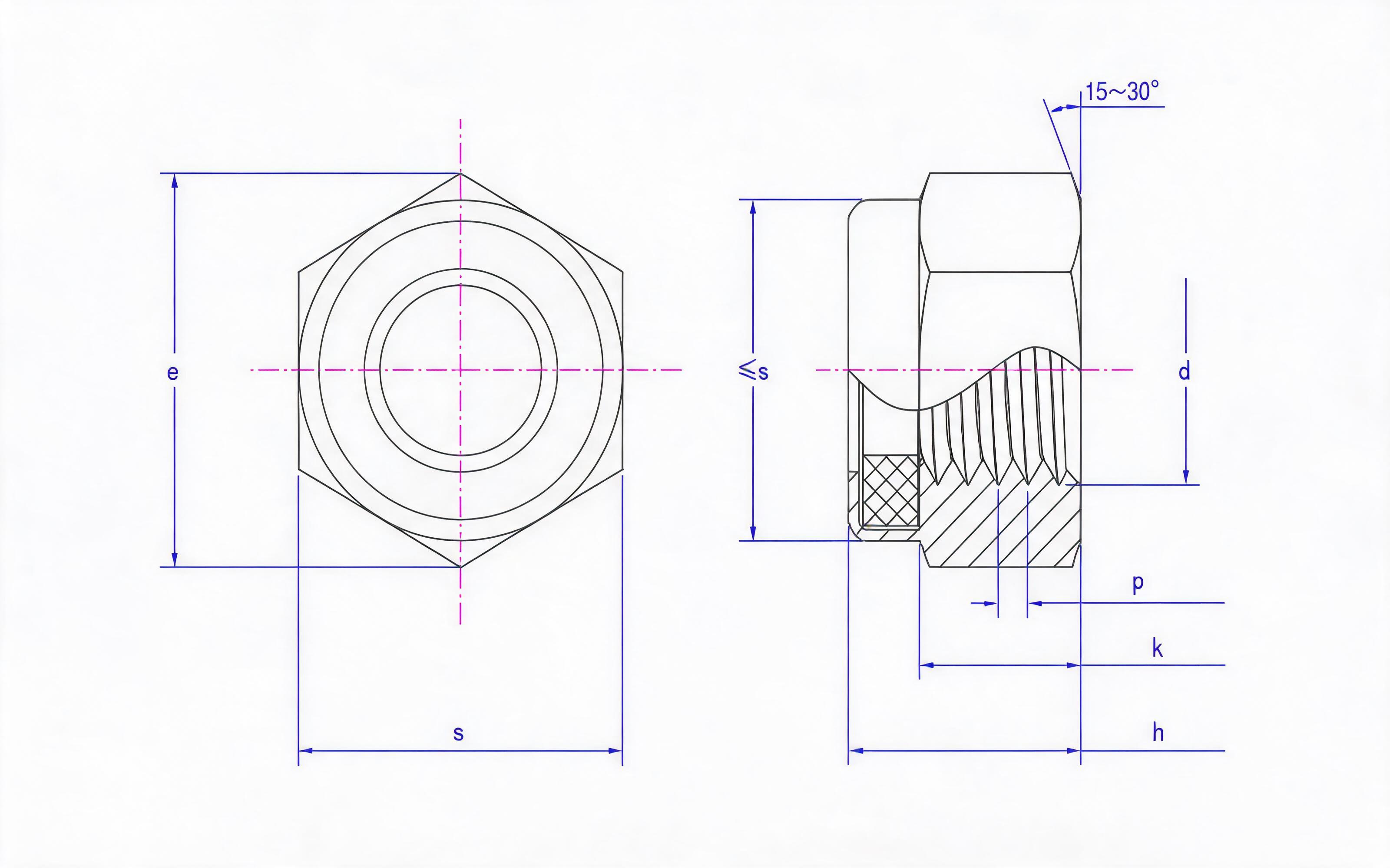 Type 1 non-metallic insert hexagon lock nut Standard Drawing