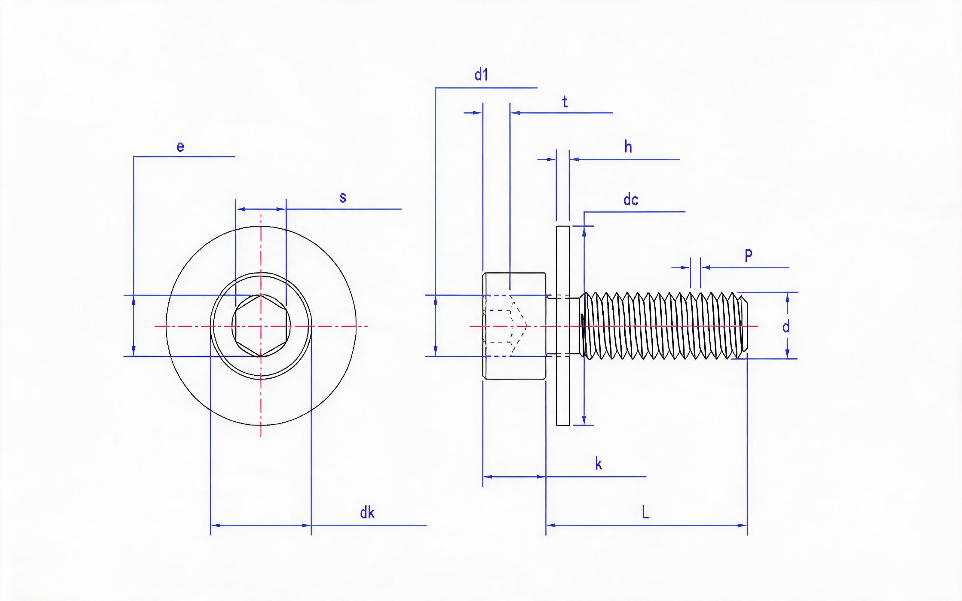 Hexagon socket head cap screw and large flat washer combination Standard Drawing