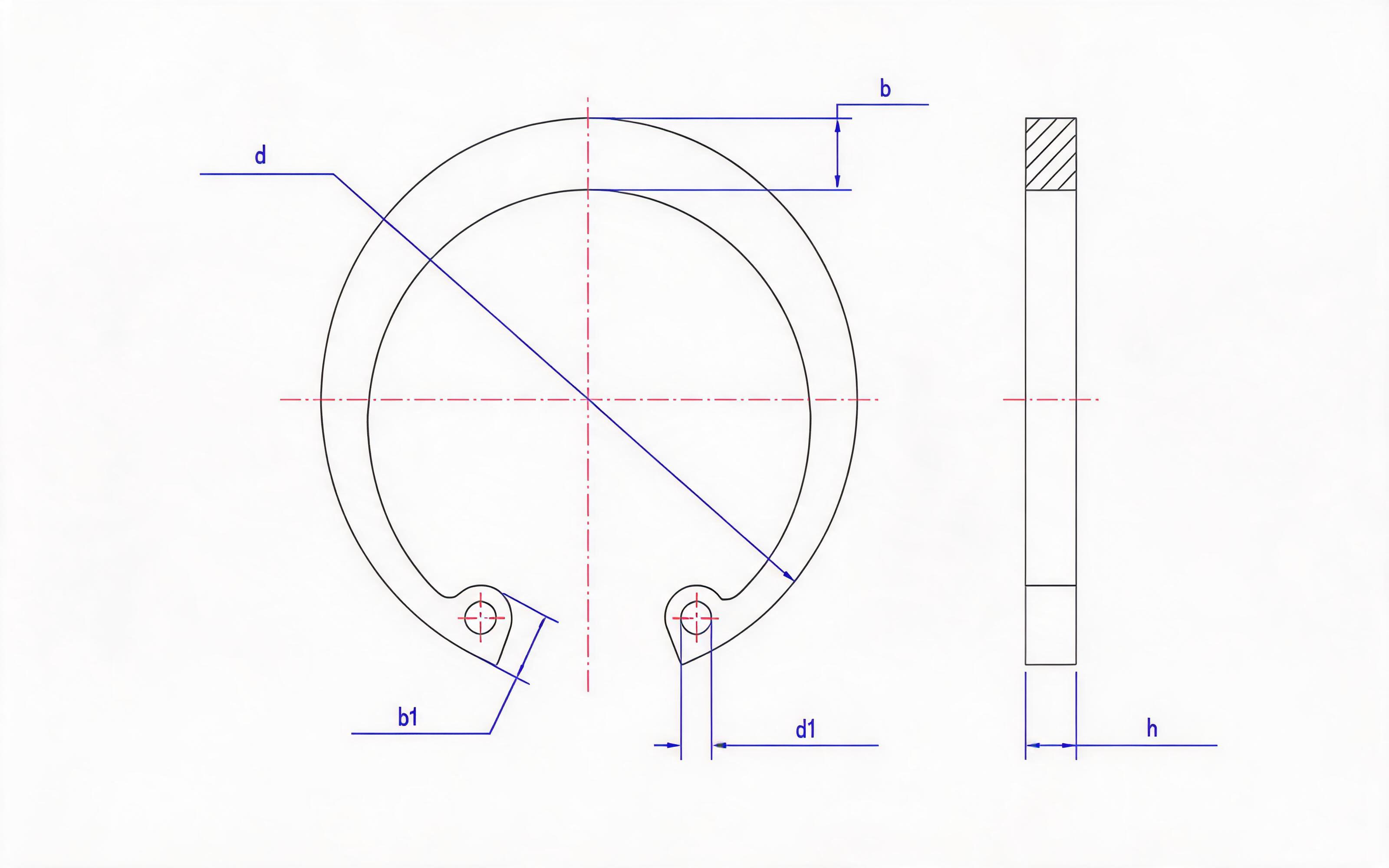 Circlip for standard bore (type A, d≤300mm) Standard Drawing