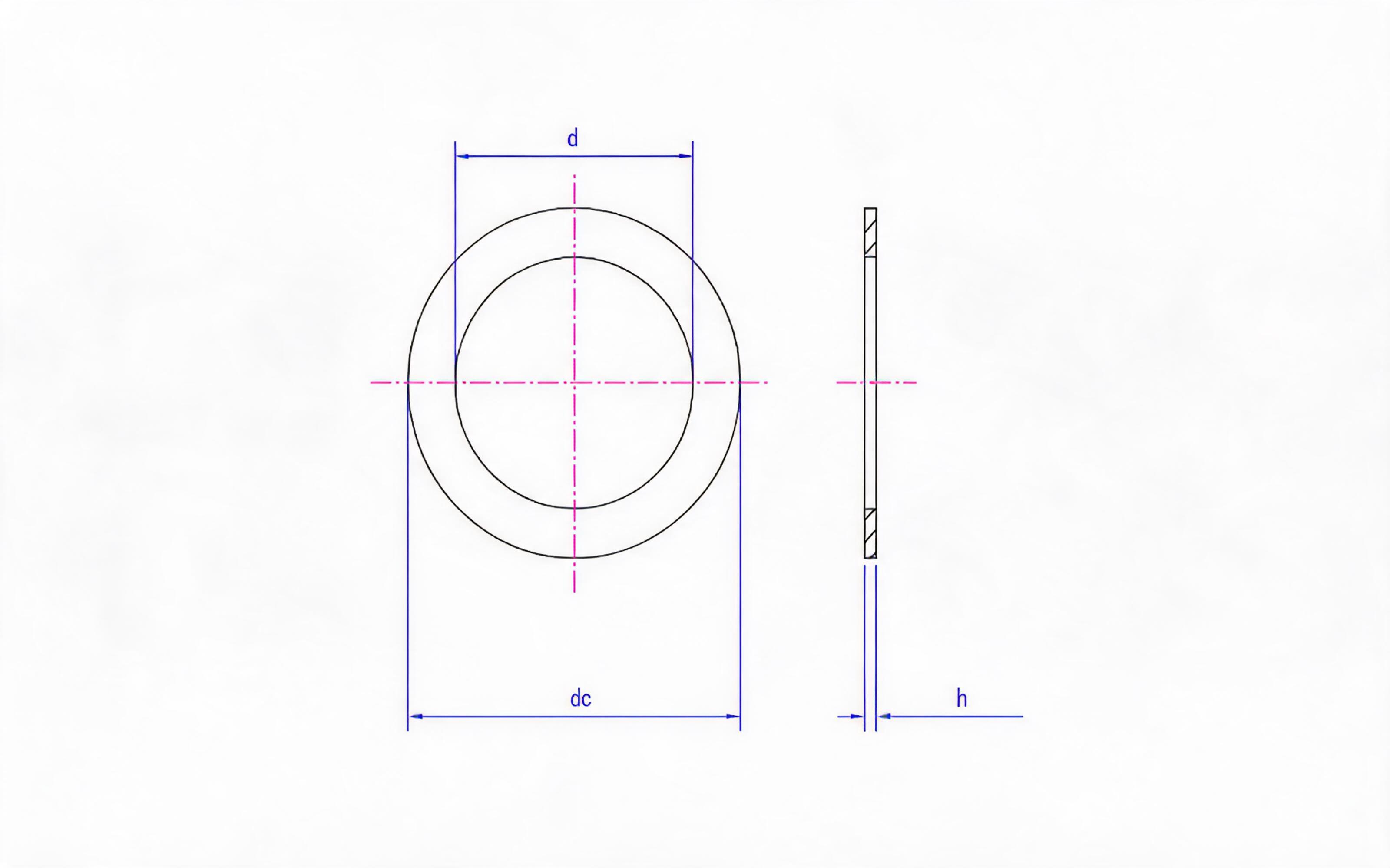 Small sealing washer type A (non-asbestos material) Standard Drawing