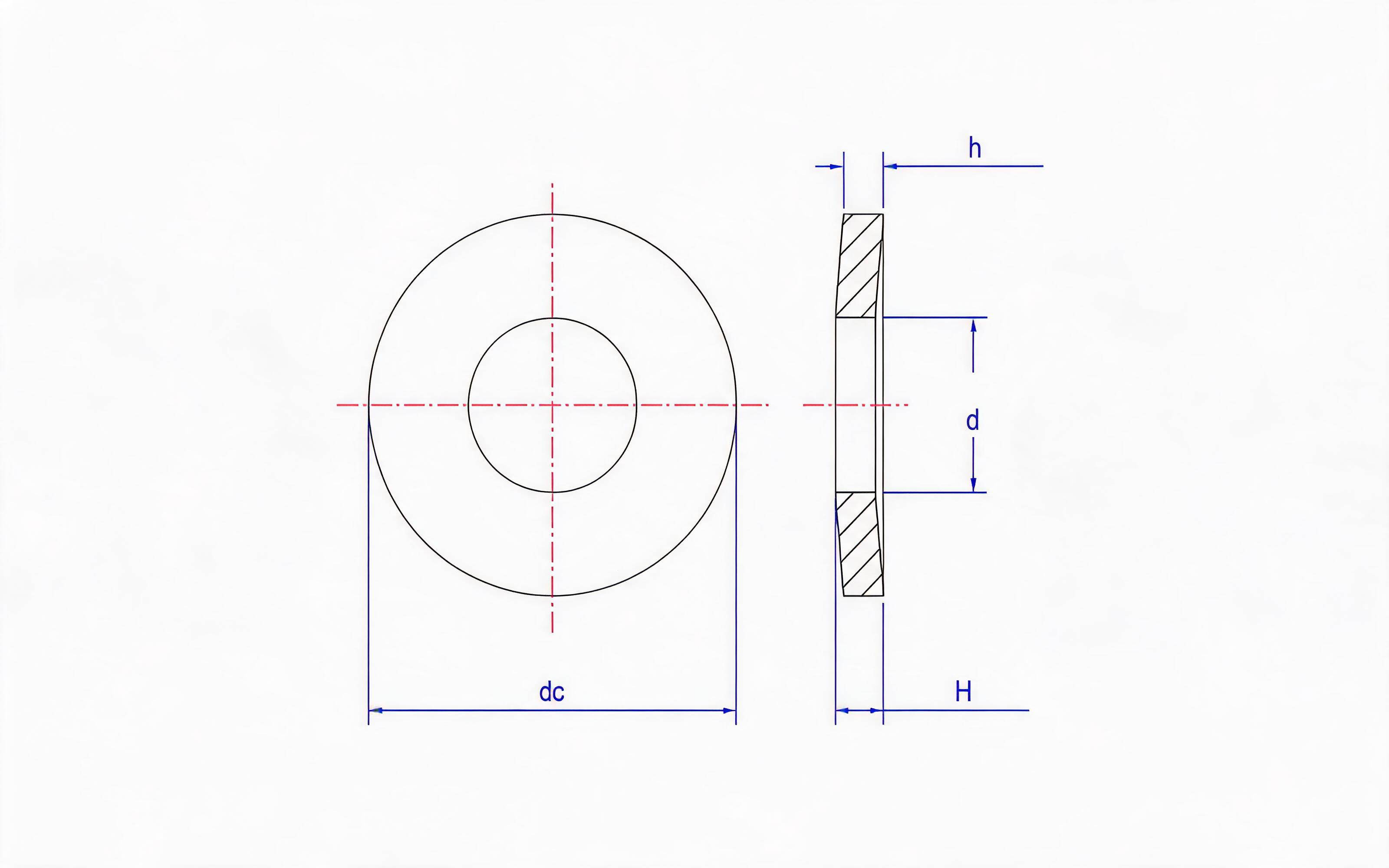 Belleville spring washer (h>6mm, d H12) Table A.2 Standard Drawing