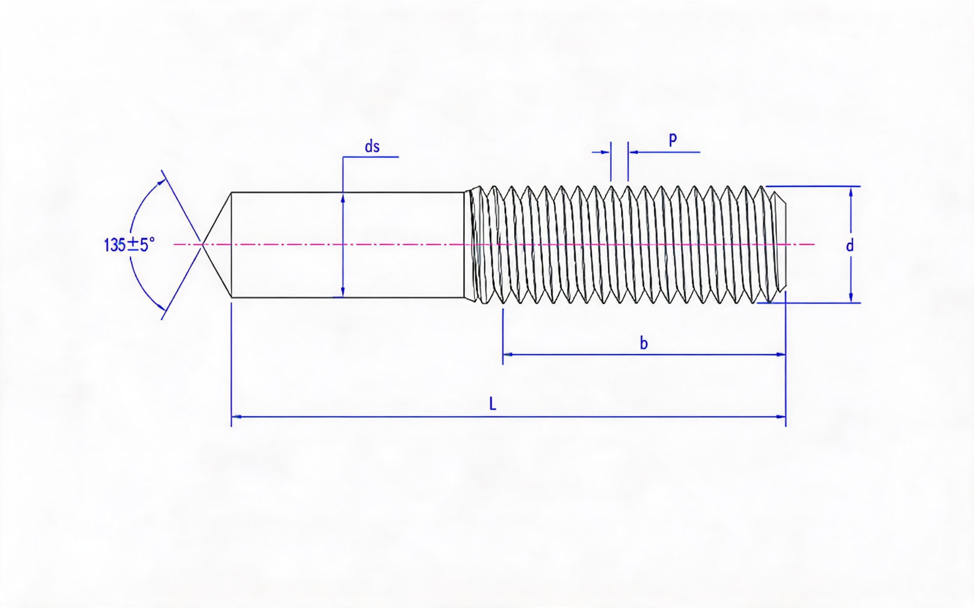 Welding Studs and Ceramic Ferrules for Arc Stud Welding (PD Threaded Studs) Standard Drawing