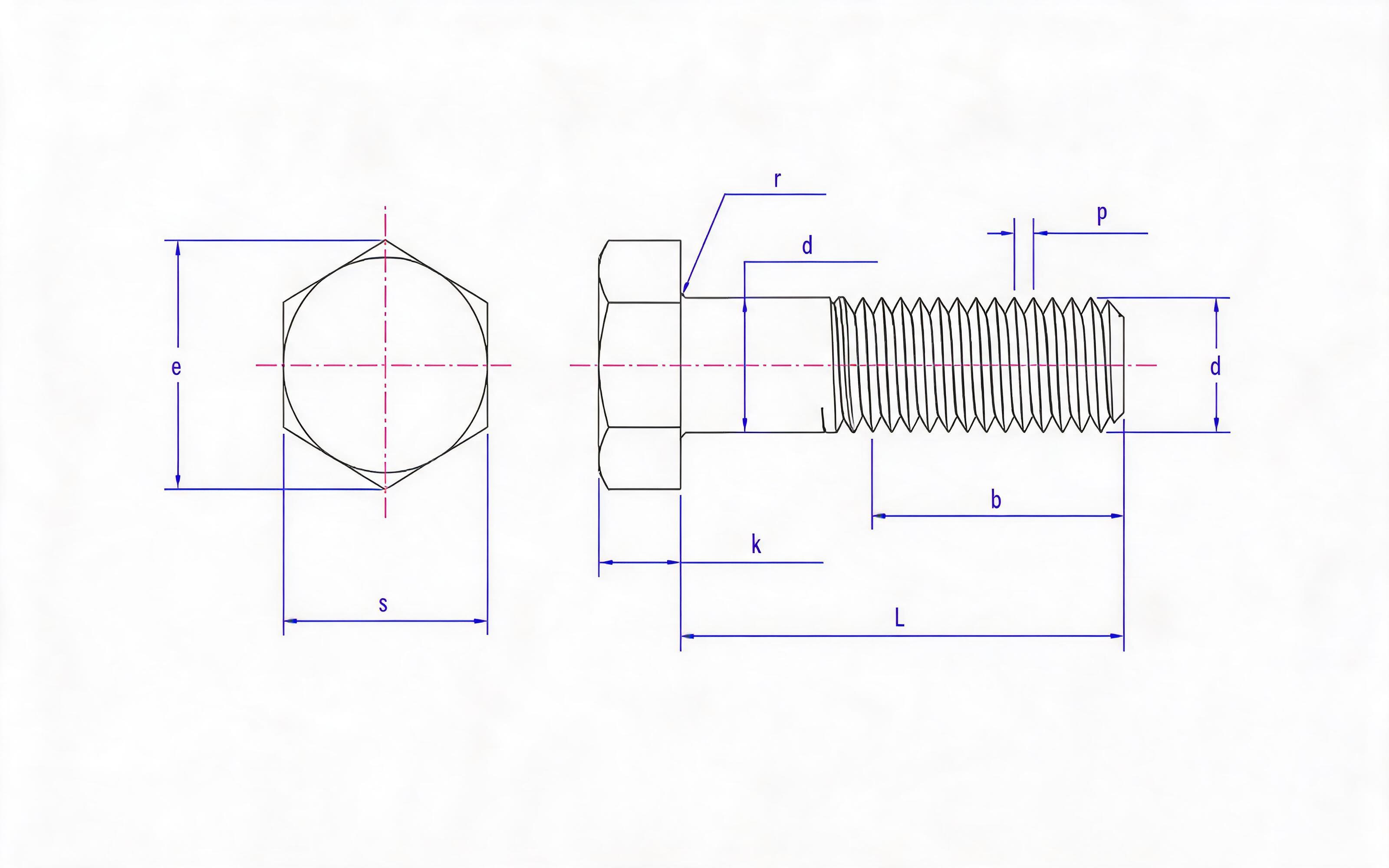 Small hexagon bolt Standard Drawing