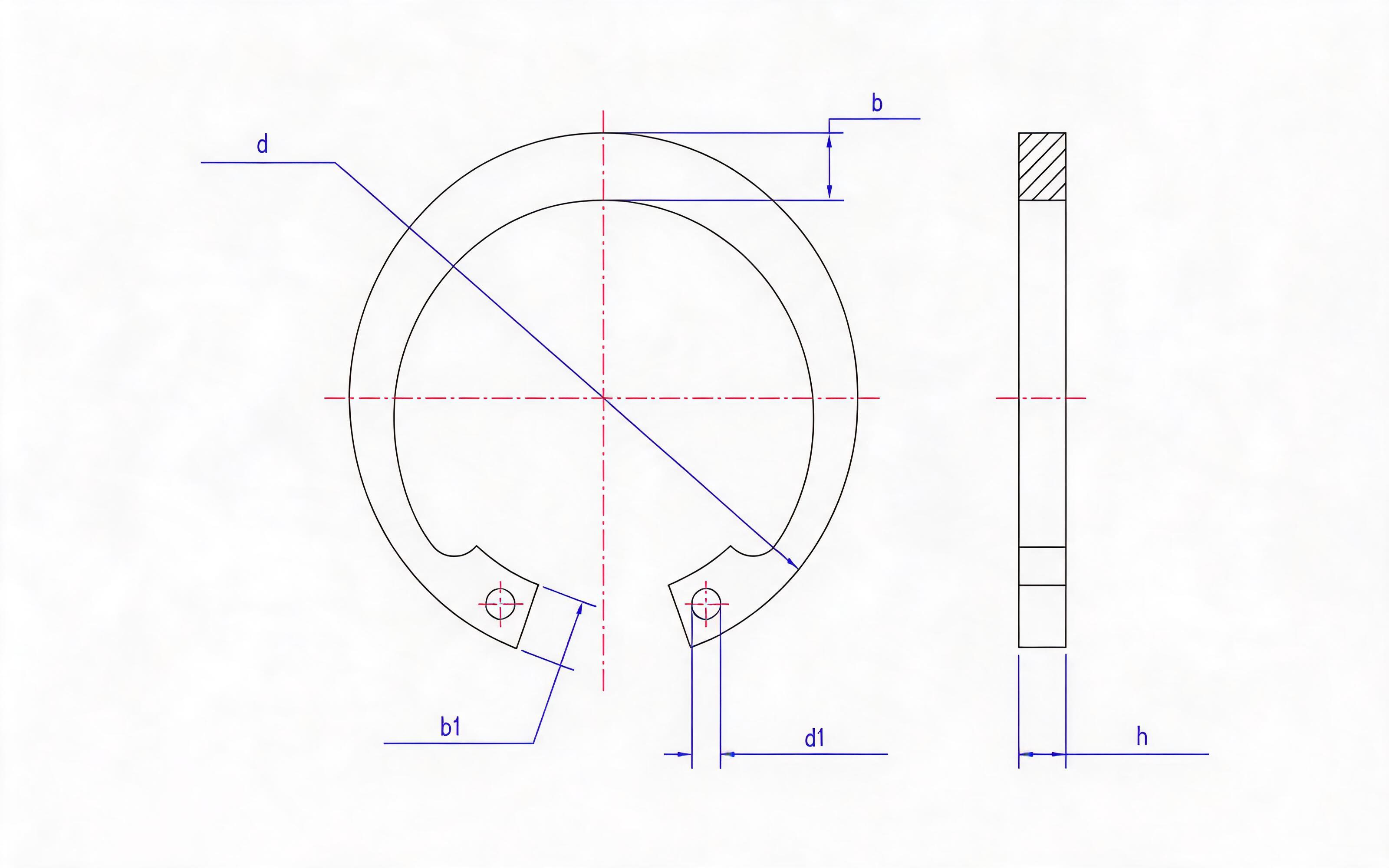 Clamp spring for ordinary hole (Fig. 1, d ≥ 25mm) Standard Drawing