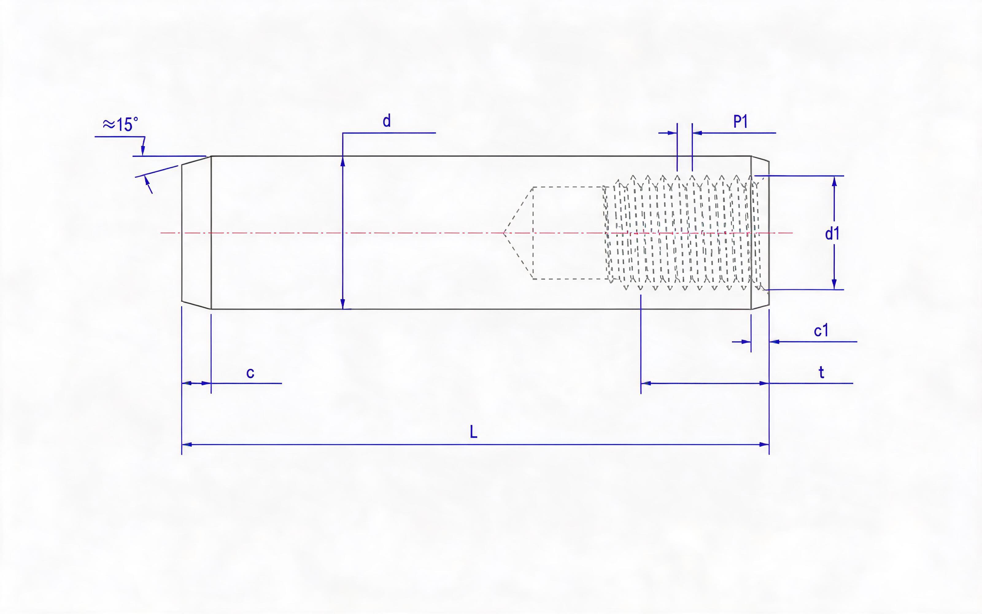 Female cylindrical pin, plain steel and austenitic stainless steel Standard Drawing