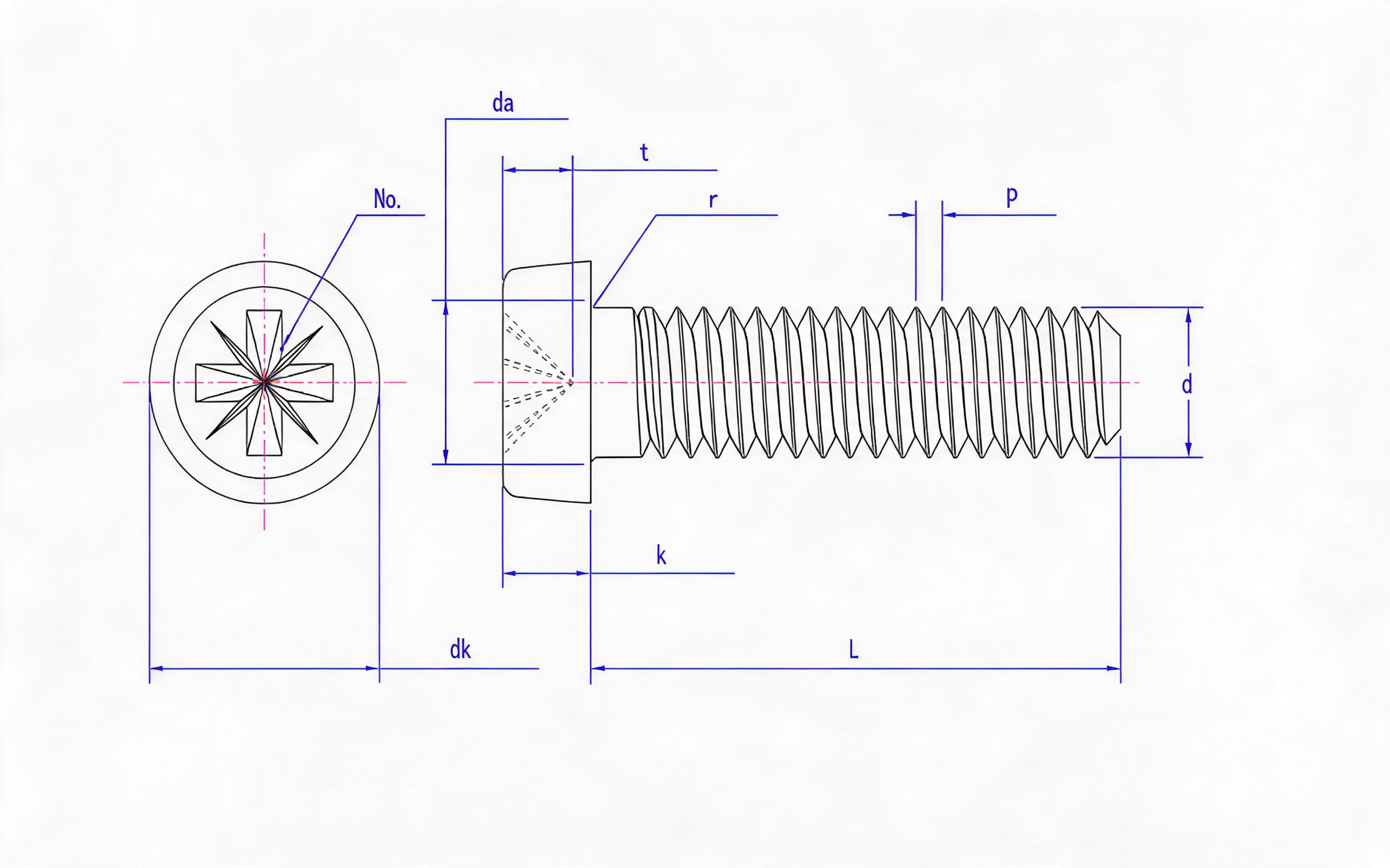 RAISED HEAD SCREW (Z-SLOT) Standard Drawing