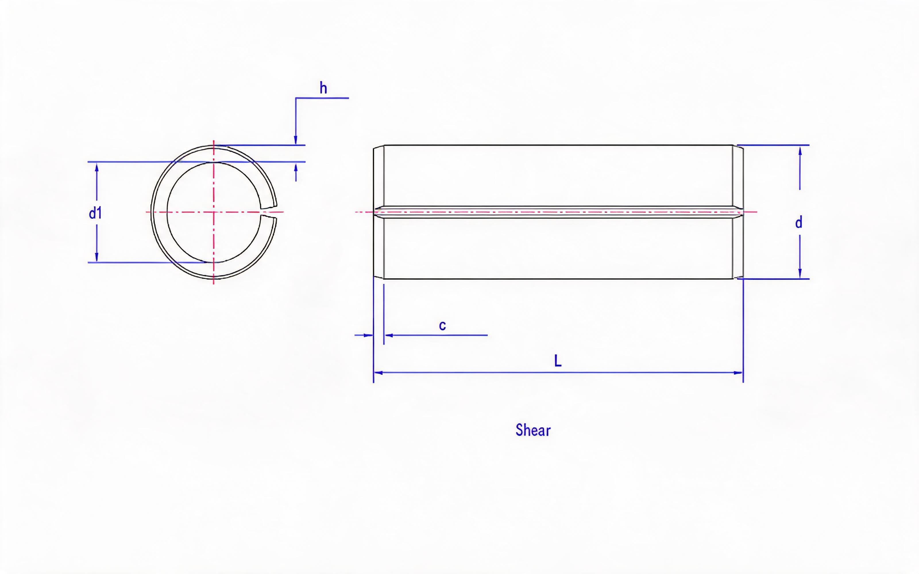 Heavy Slotted Elastic Cylindrical Pin Standard Drawing