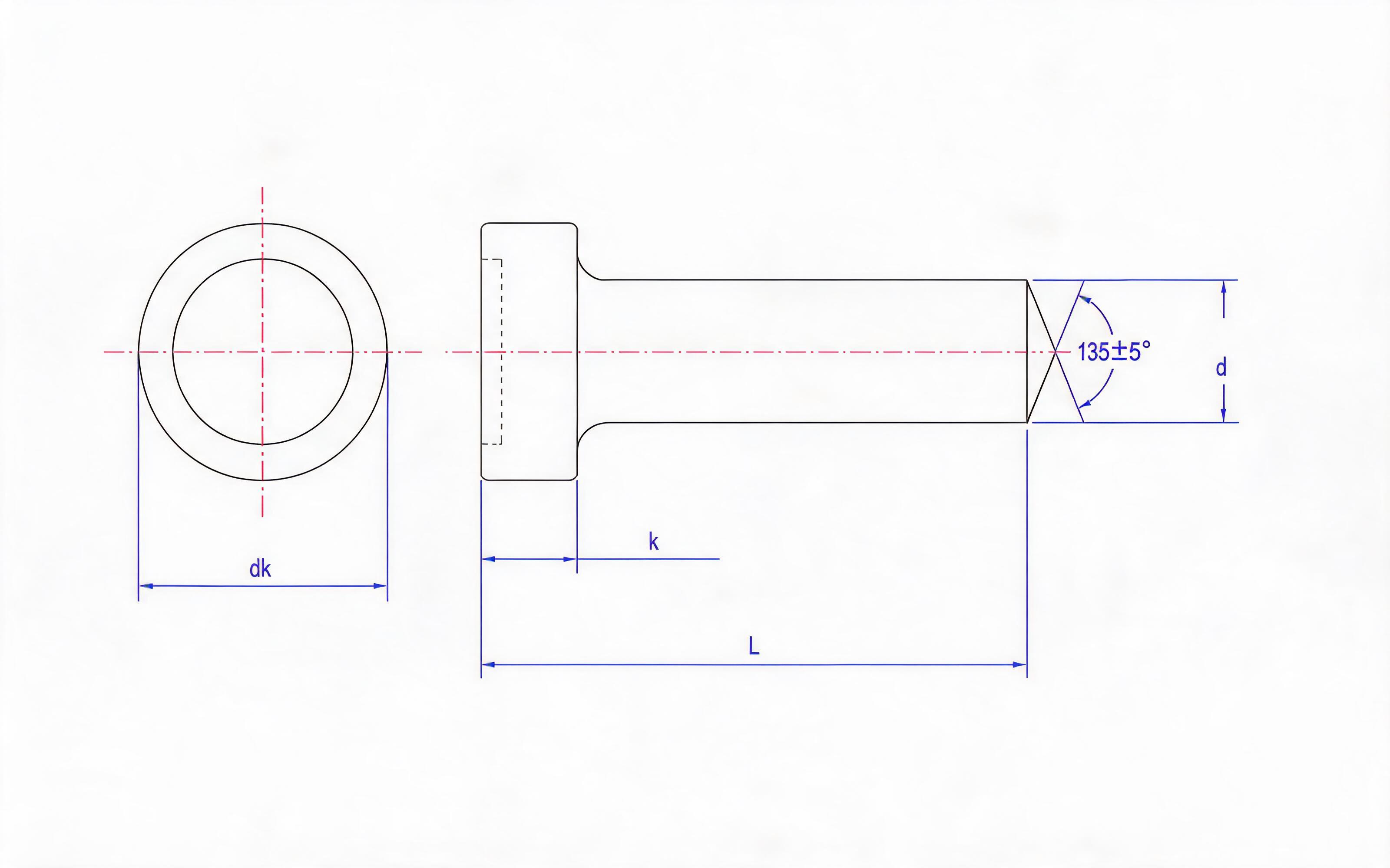 WELDED STUDS AND CERAMIC FERRULES FOR ARC STUD WELDING (TYPE SD - TYPE B TIP SHAPE) Standard Drawing