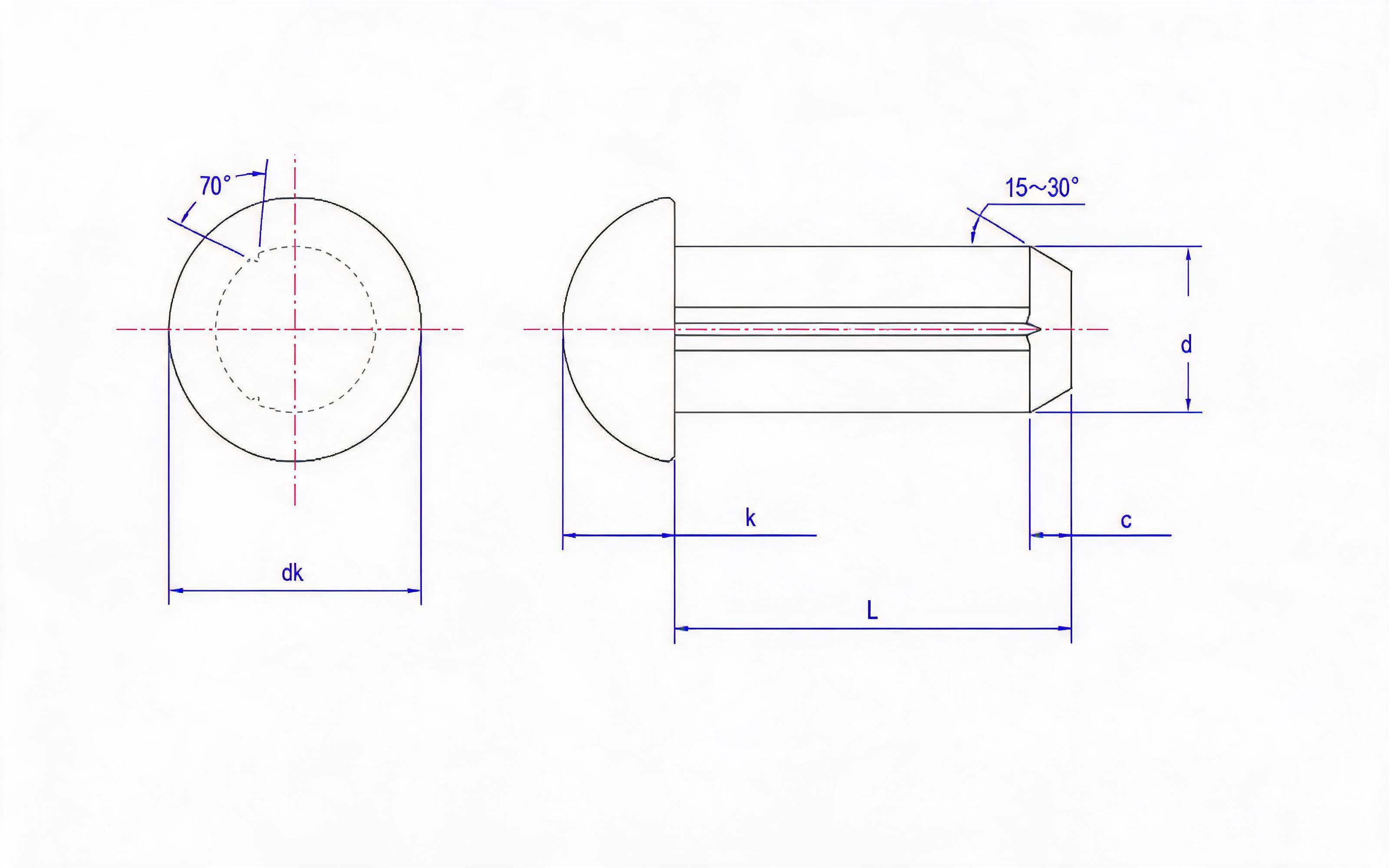 Round Head Slotted Pin (Type A) Standard Drawing