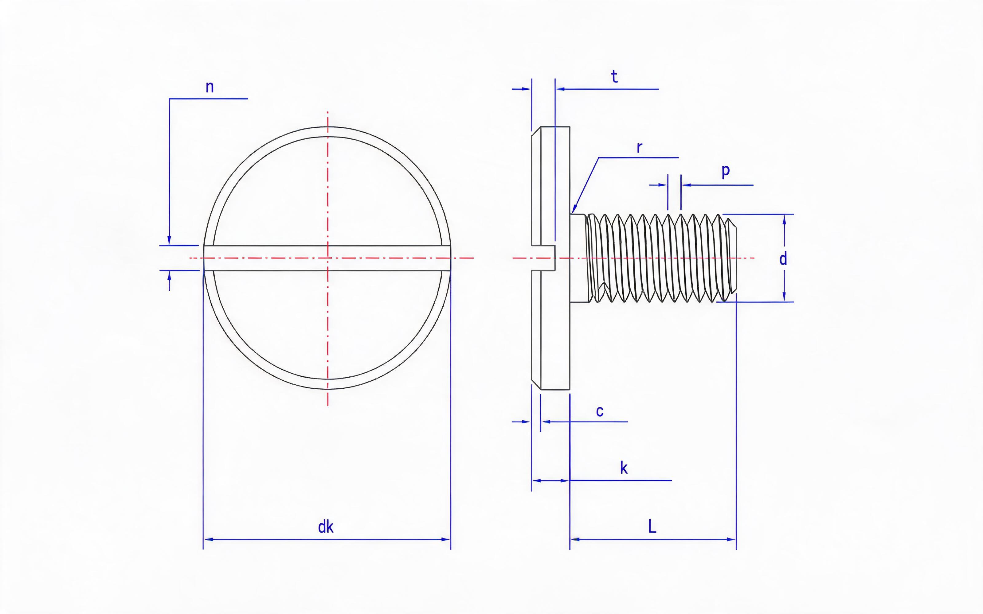 SLOTTED LARGE PAN HEAD SCREW Standard Drawing