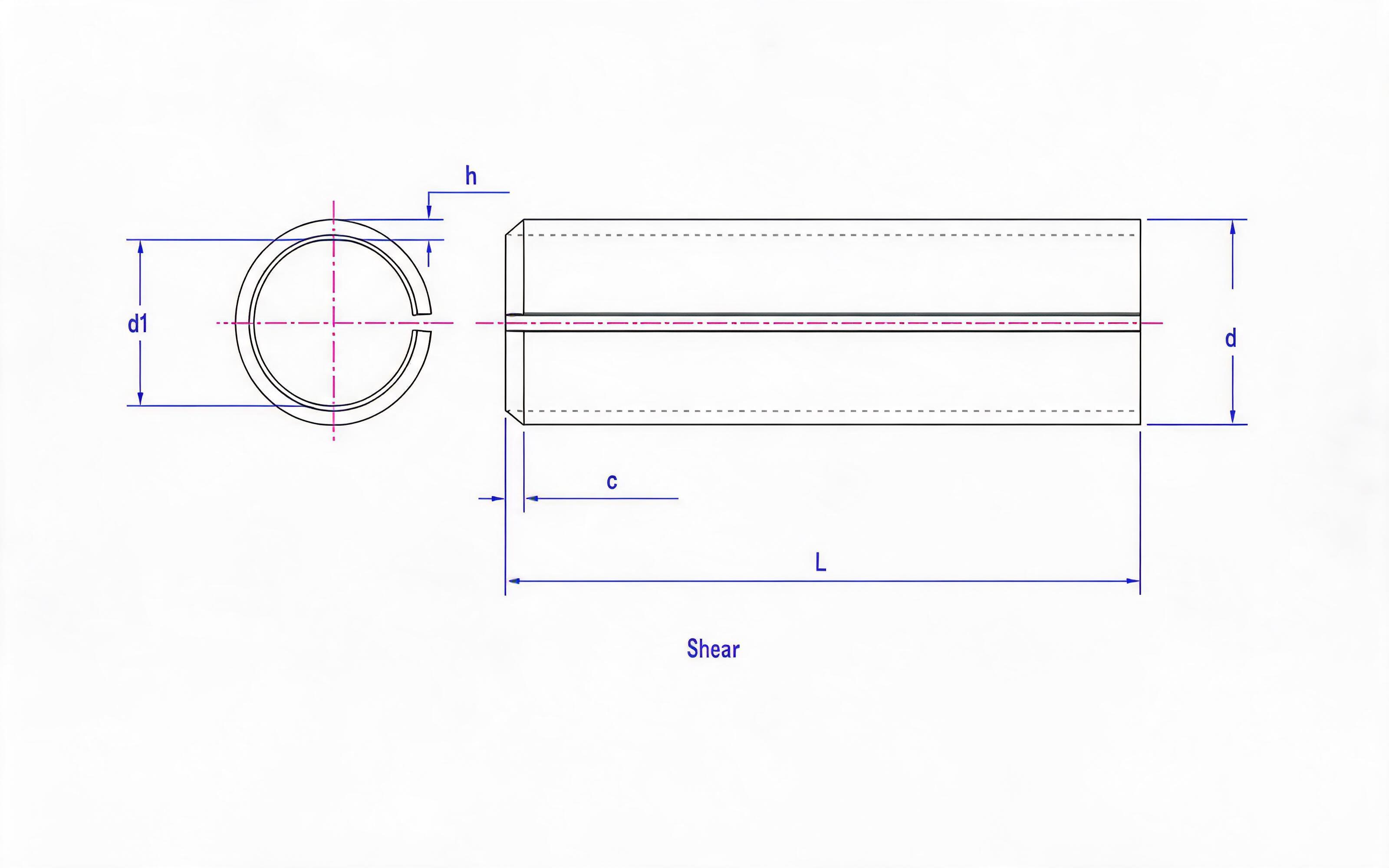 Light Slotted Elastic Cylindrical Pin Standard Drawing