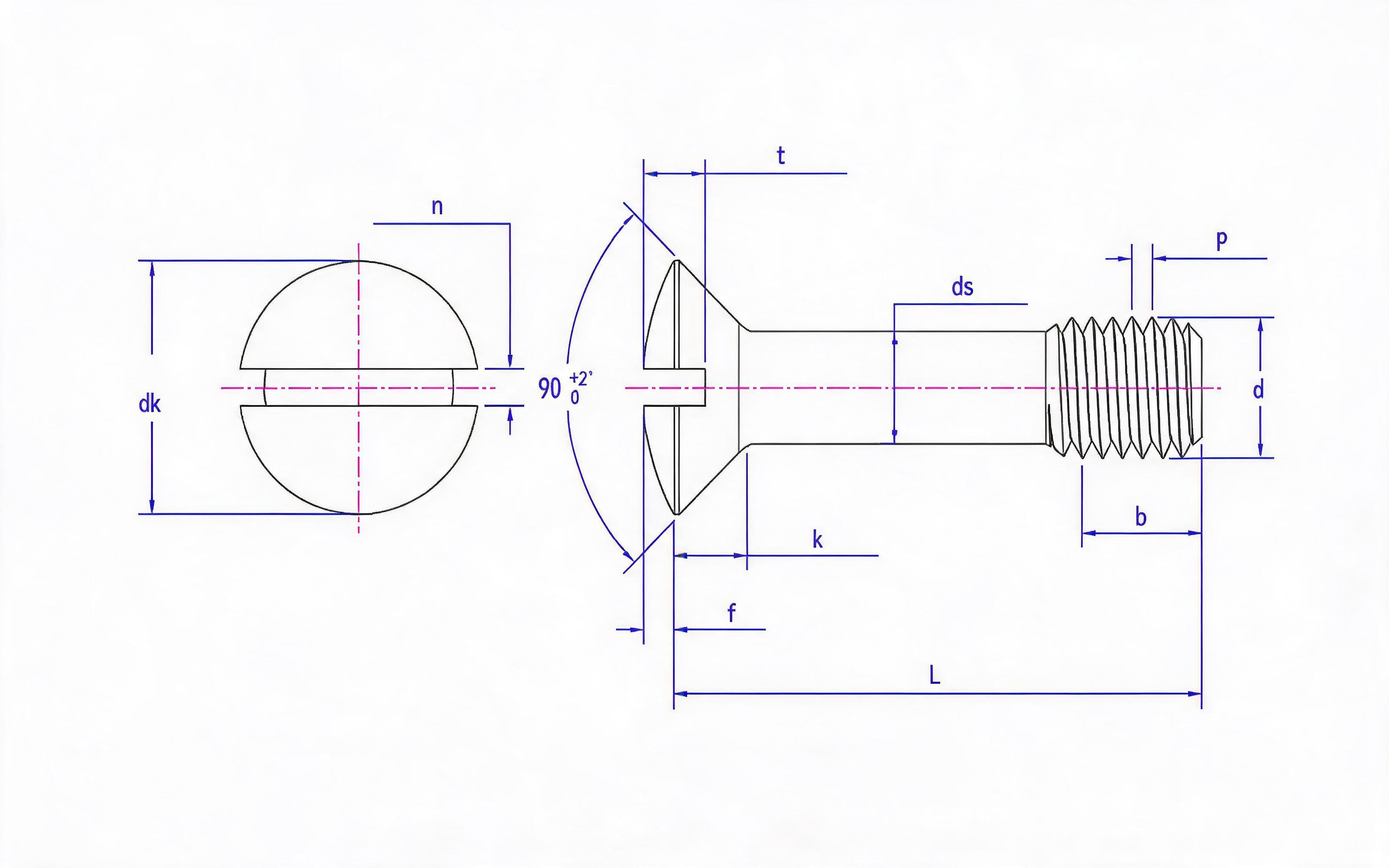 Slotted countersunk head screw Standard Drawing