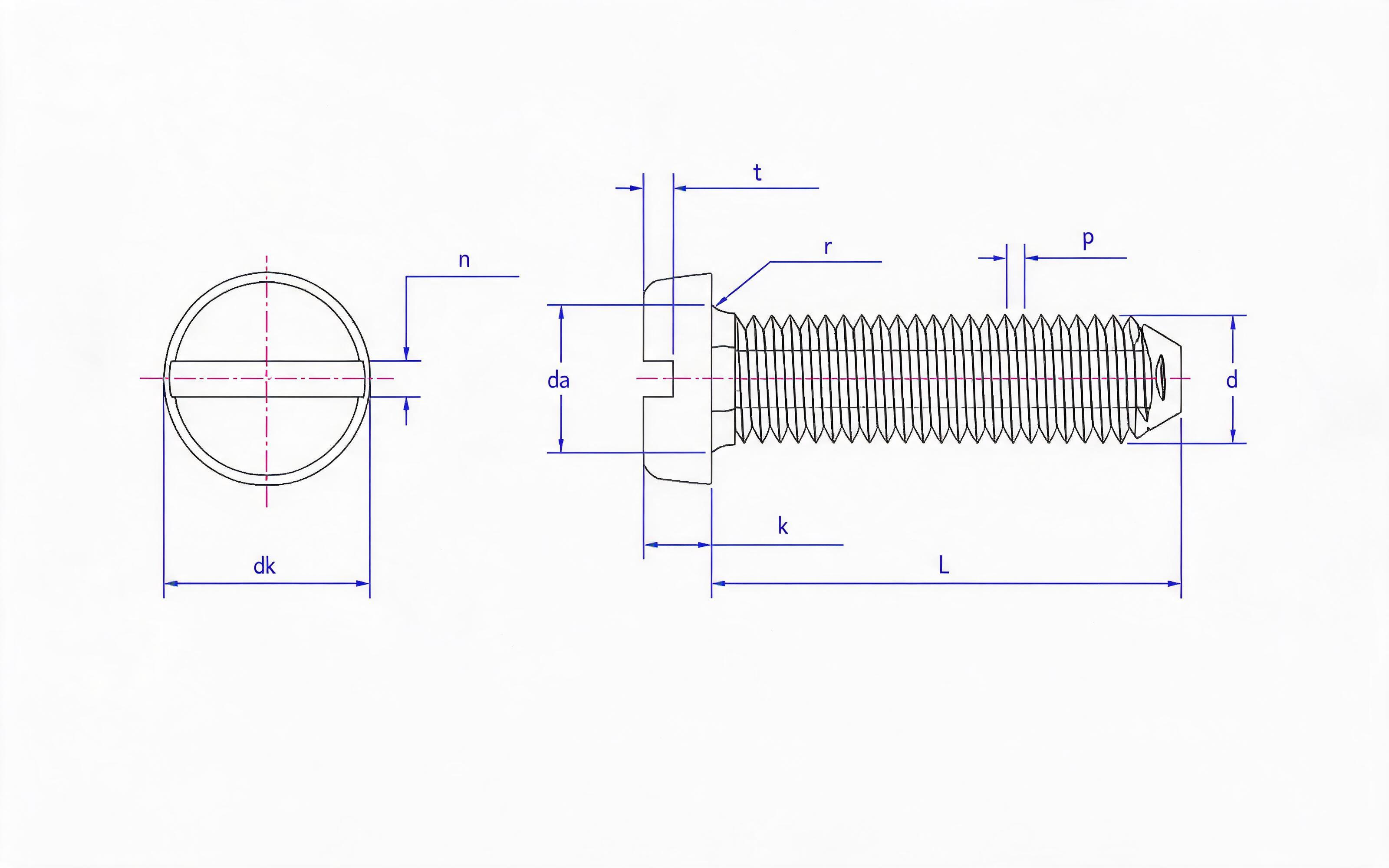 Slotted pan-head triangle lock screw Standard Drawing