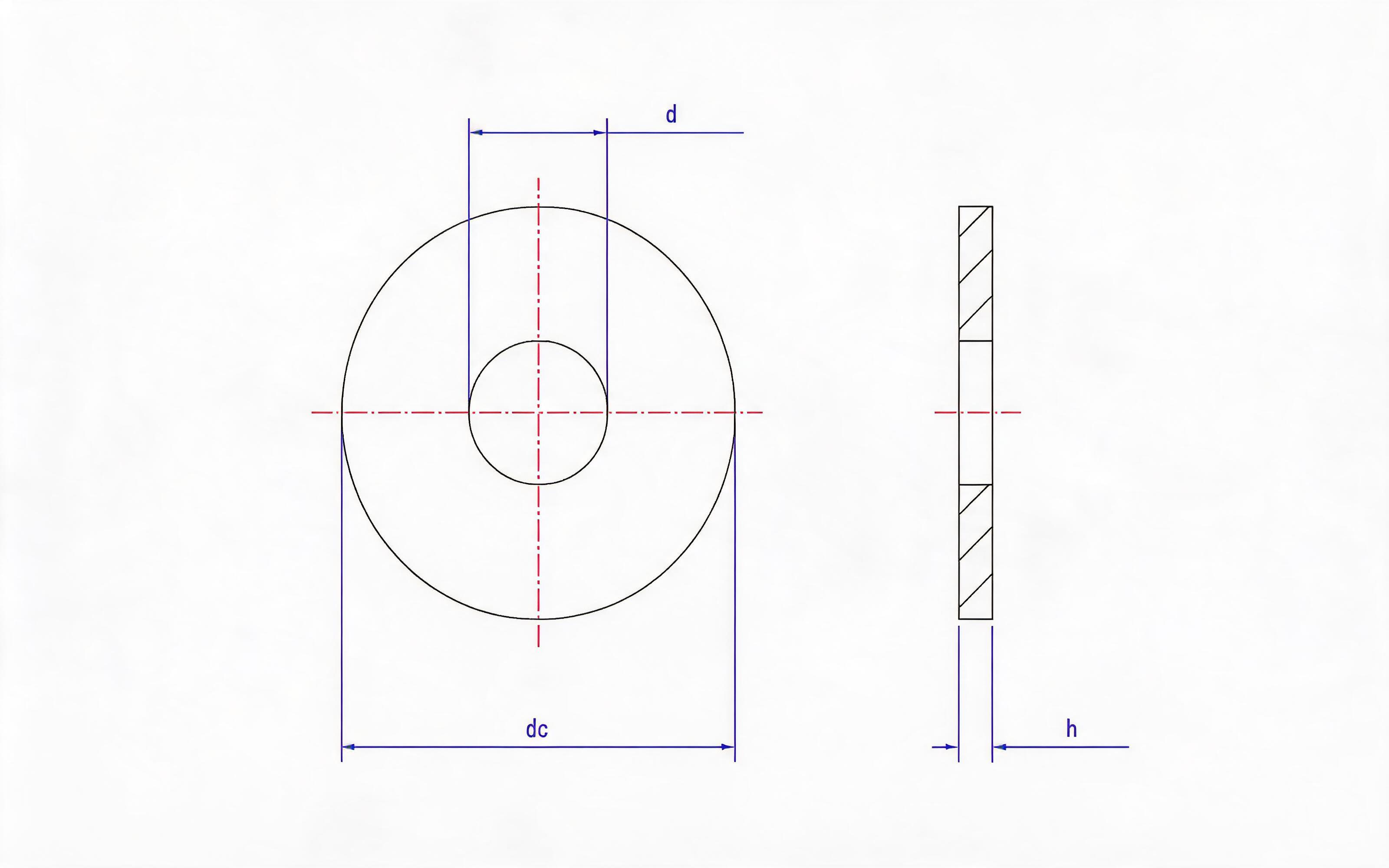 Large flat washer Standard Drawing