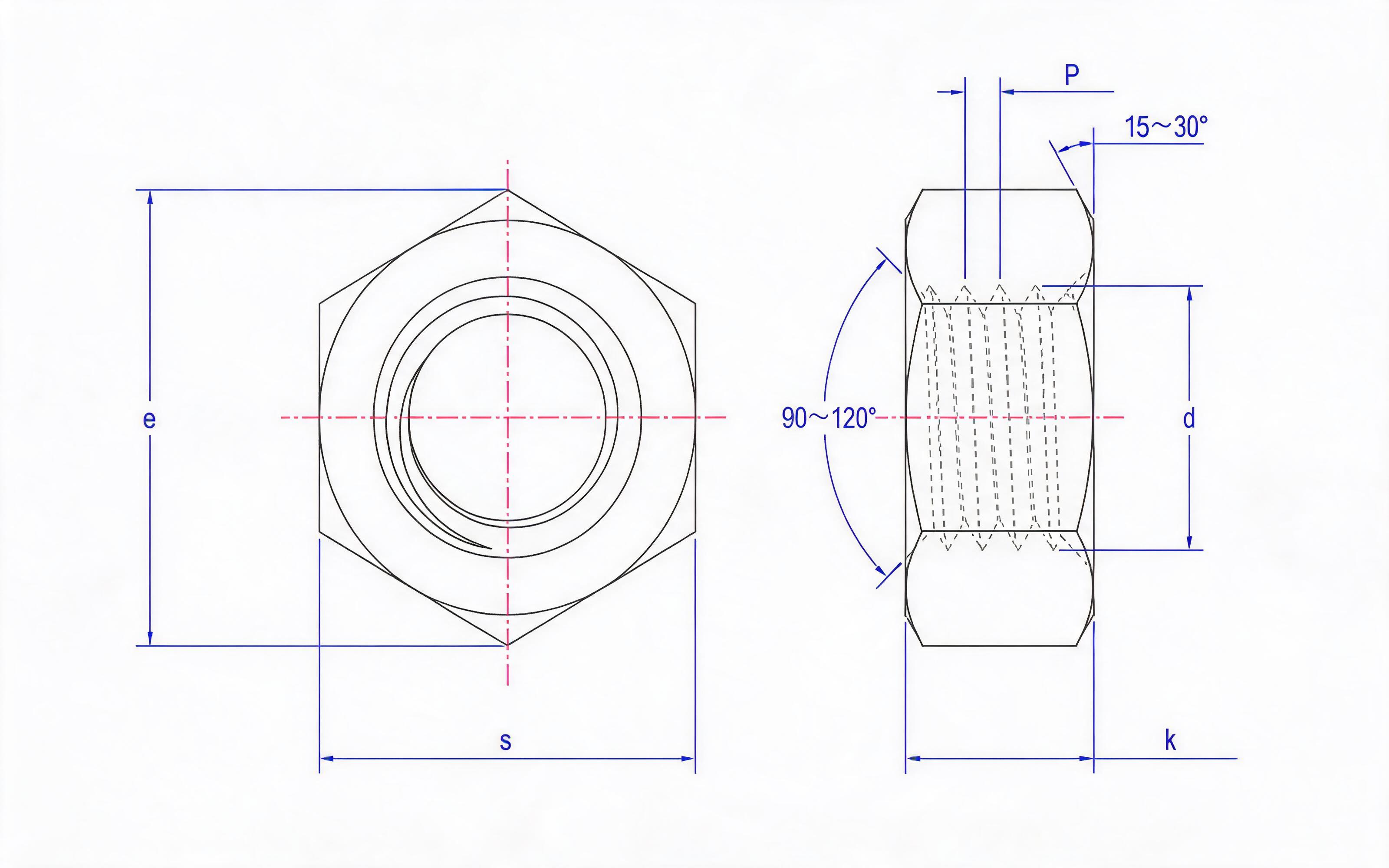 Type 2 hexagon nut Standard Drawing