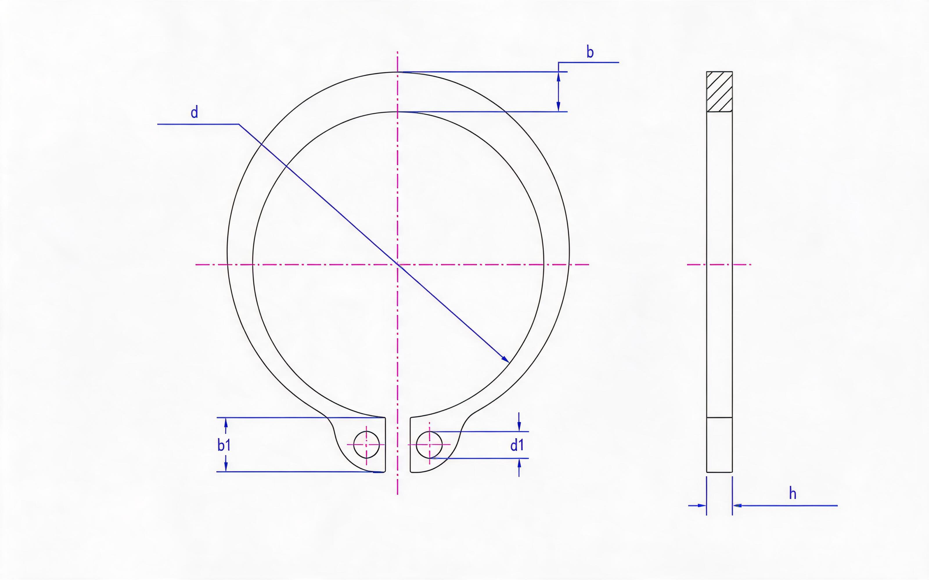 Retaining ring for heavy shaft (Fig. a, 9 ＜ d ≤ 300mm) Standard Drawing